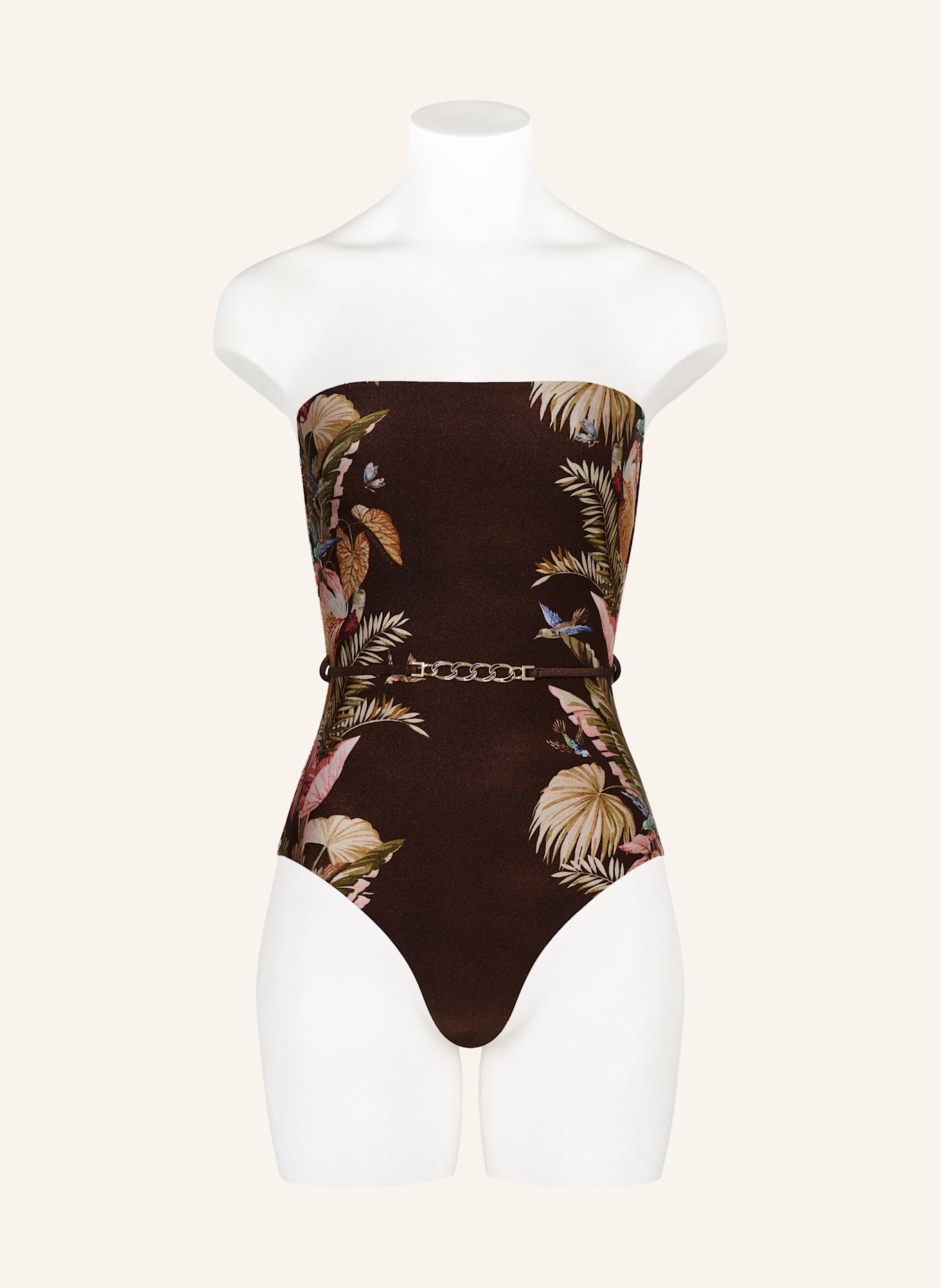 ZIMMERMANN Bandeau-Badeanzug ASCENSION: DUNKELBRAUN / HELLBRAUN / HELLROT