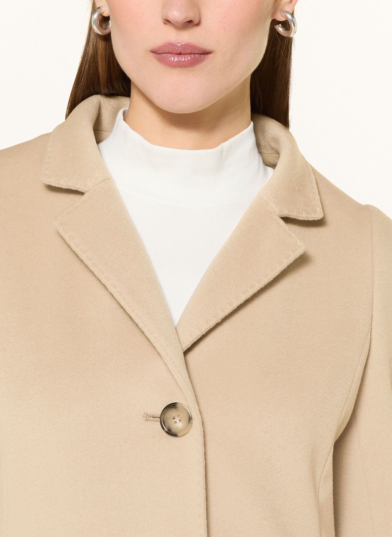 CINZIA ROCCA Wollmantel mit herausnehmbarer Blende: CREME