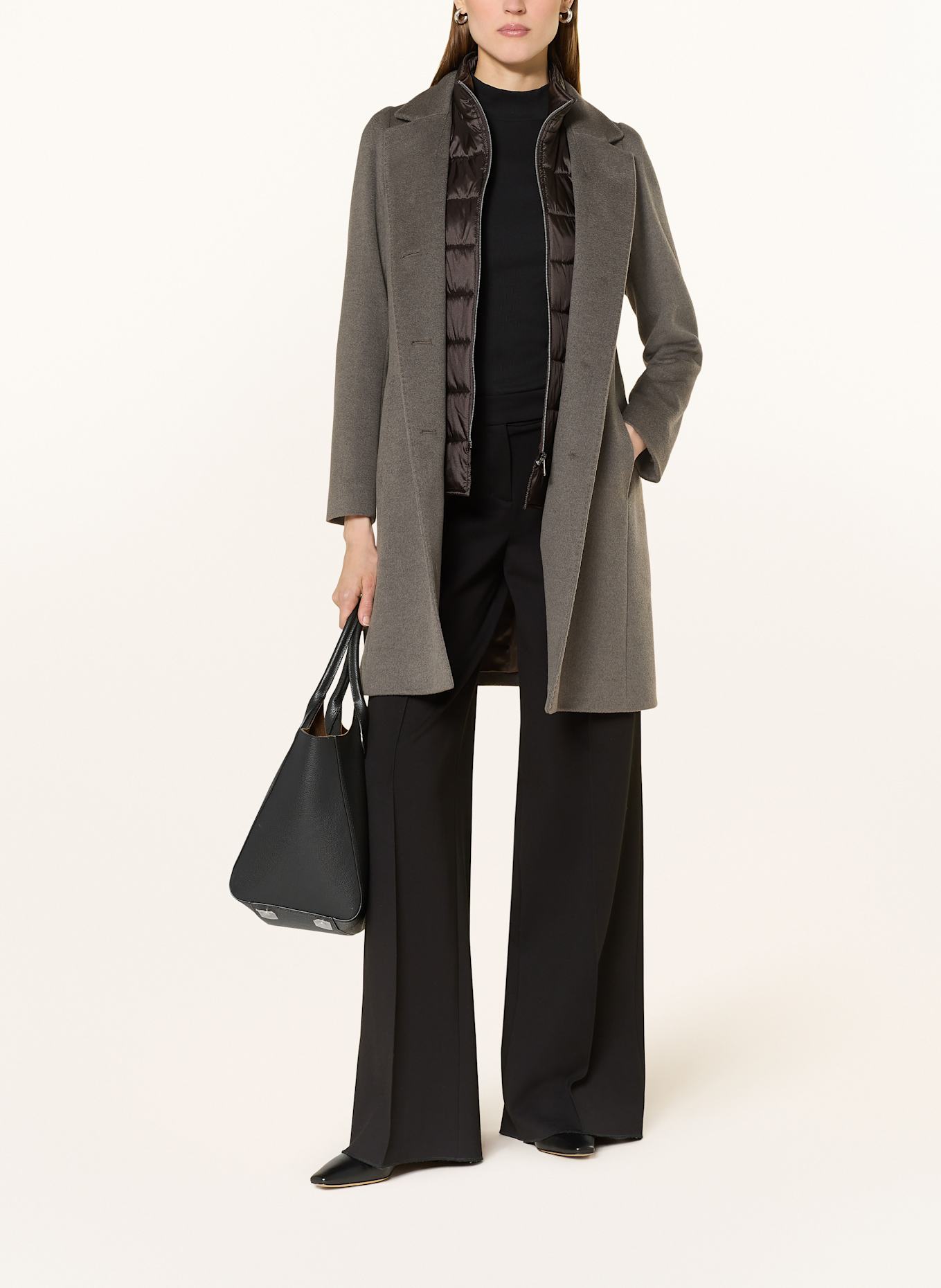 CINZIA ROCCA Wollmantel mit herausnehmbarer Blende: GRAU