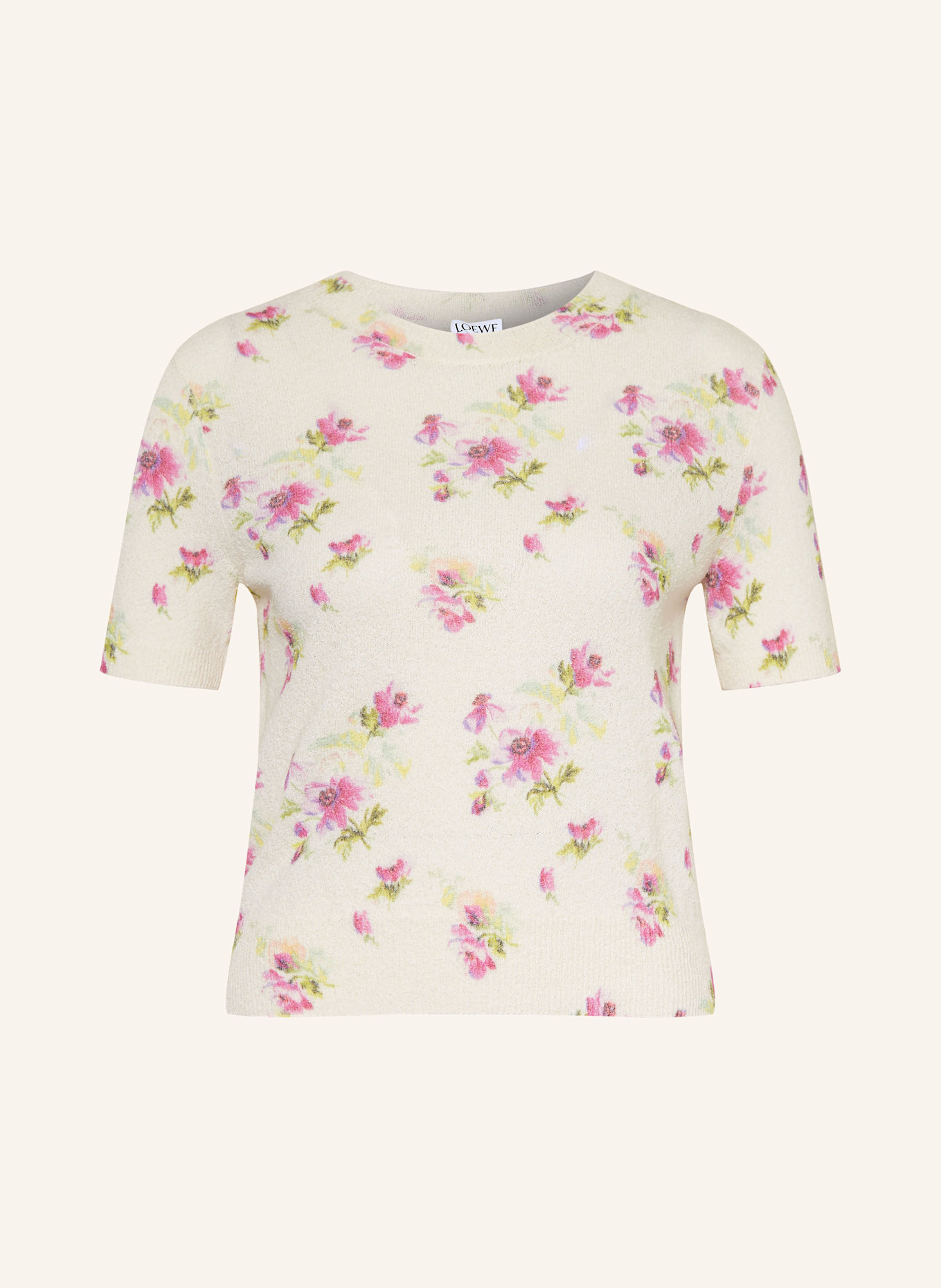 LOEWE Strickshirt: ECRU/ PINK/ HELLGRÜN