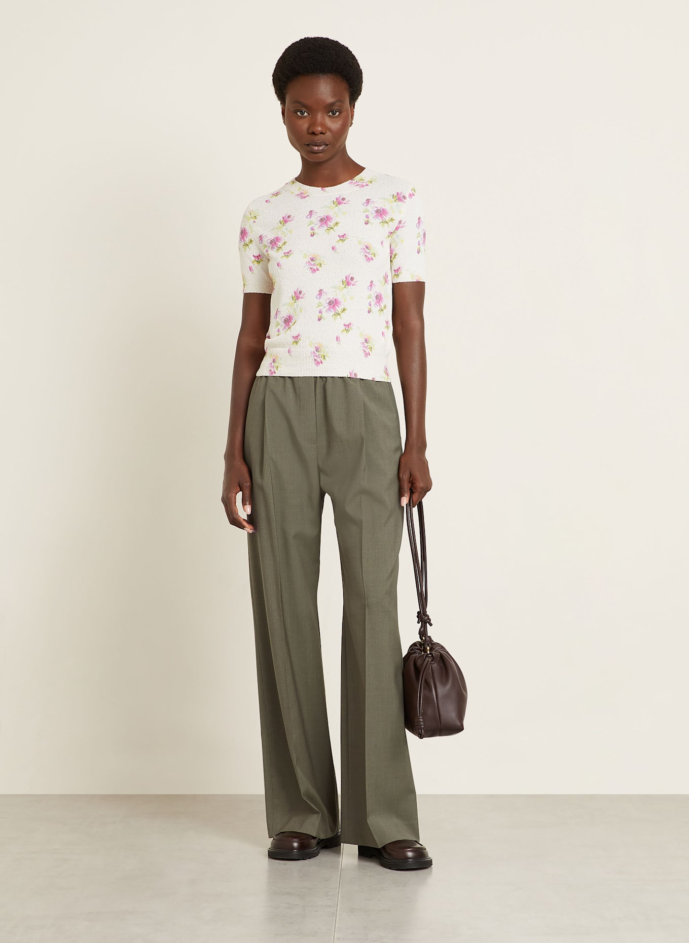 LOEWE Strickshirt: ECRU/ PINK/ HELLGRÜN
