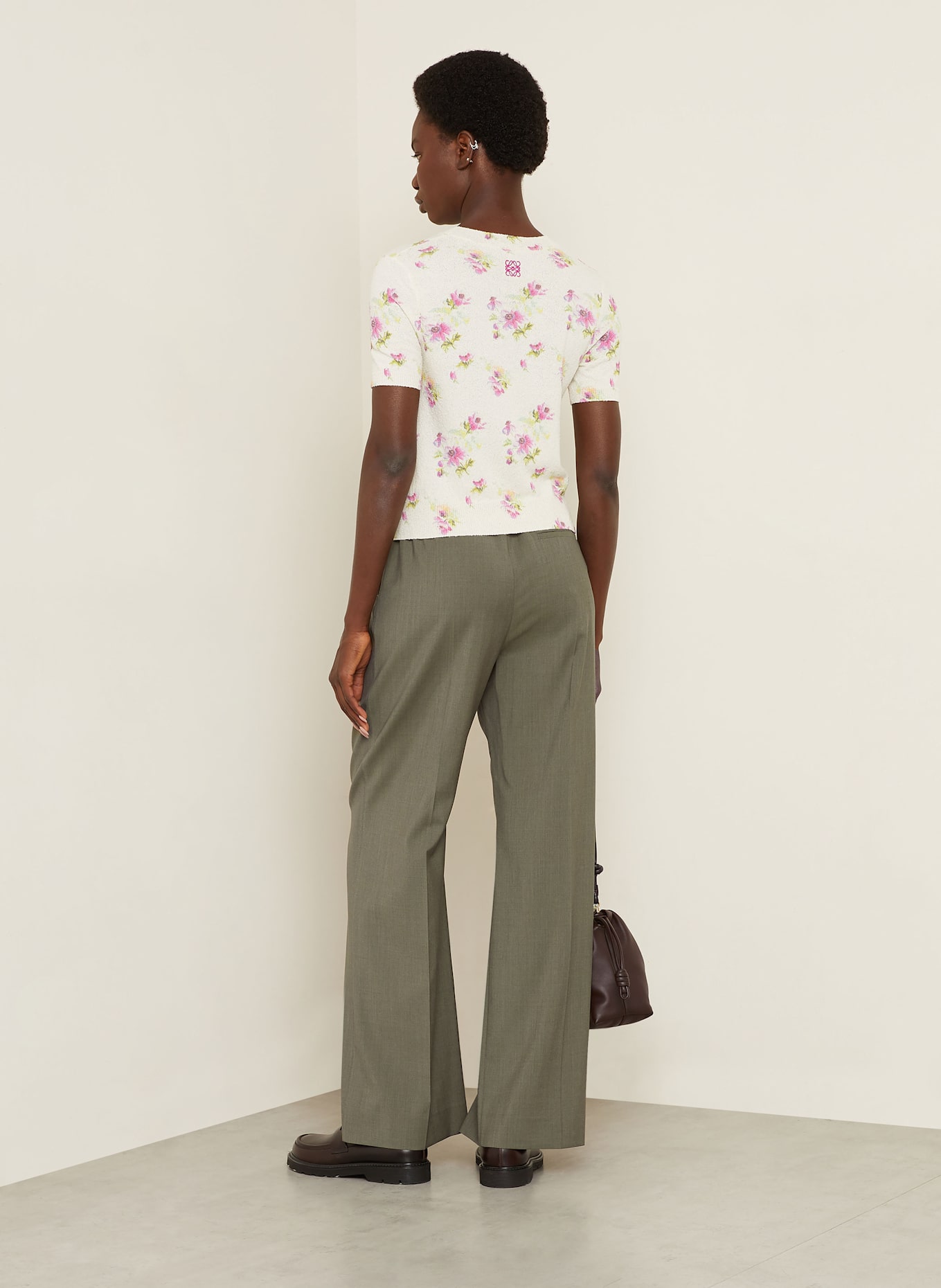 LOEWE Strickshirt: ECRU/ PINK/ HELLGRÜN