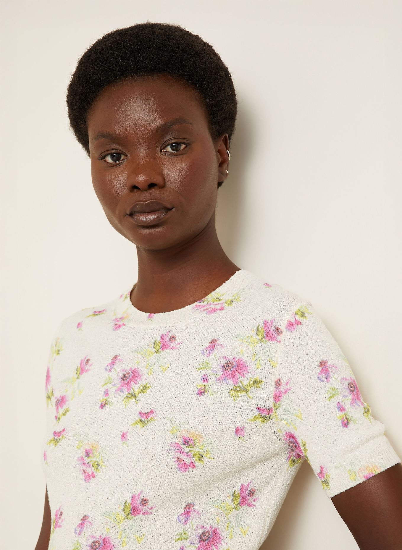 LOEWE Strickshirt: ECRU/ PINK/ HELLGRÜN