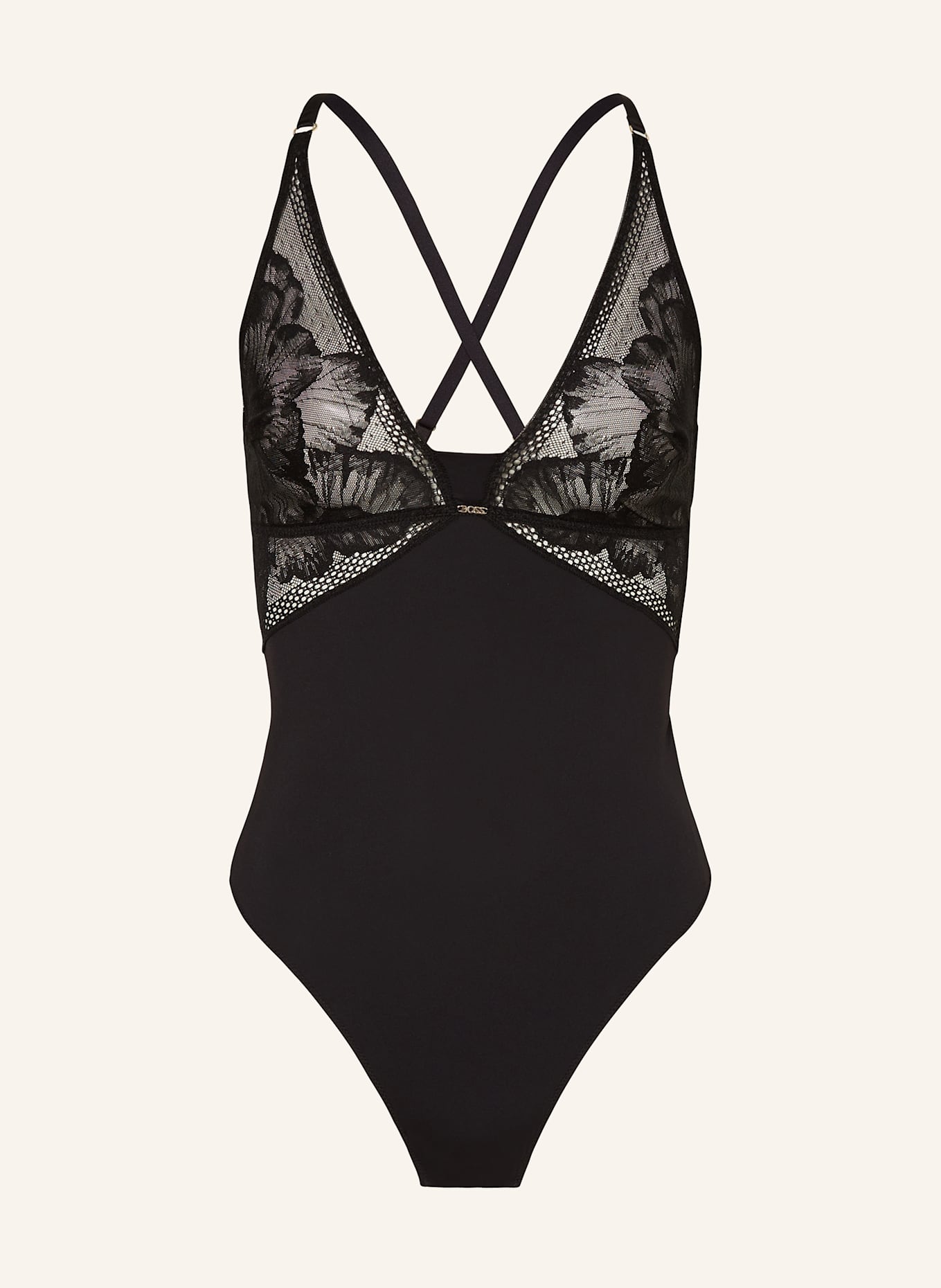 BOSS String-Body PEONY LACE: SCHWARZ