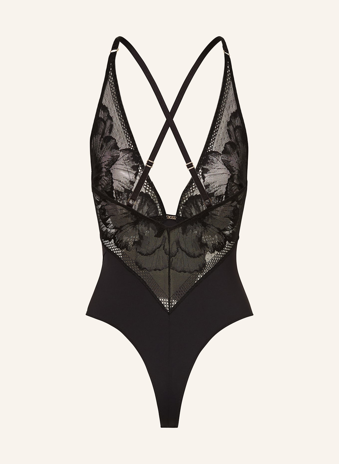 BOSS String-Body PEONY LACE: SCHWARZ