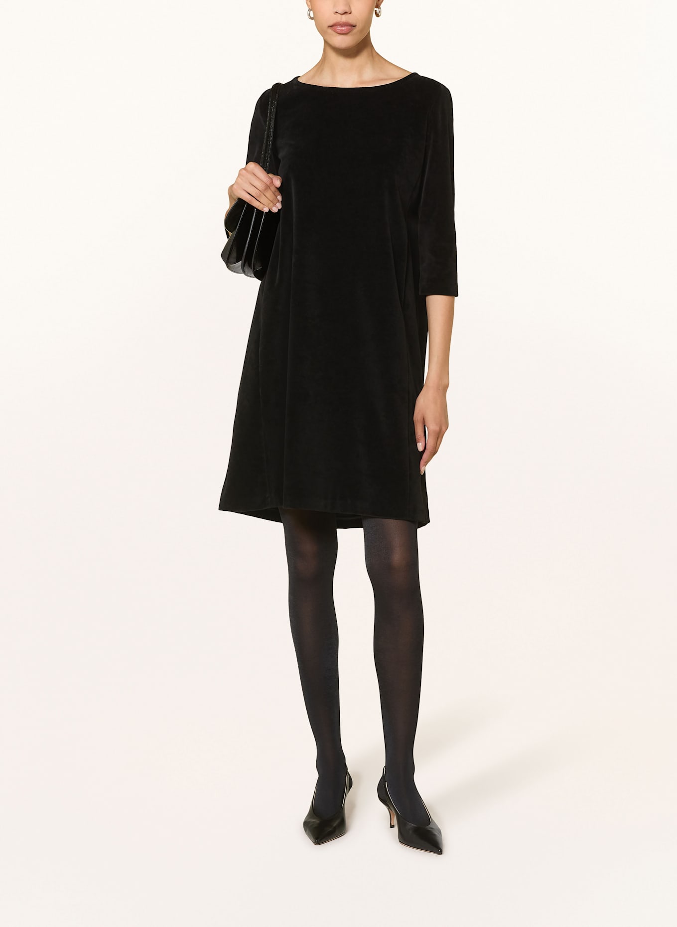 CIRCOLO 1901 Samtkleid mit 3/4-Arm: SCHWARZ