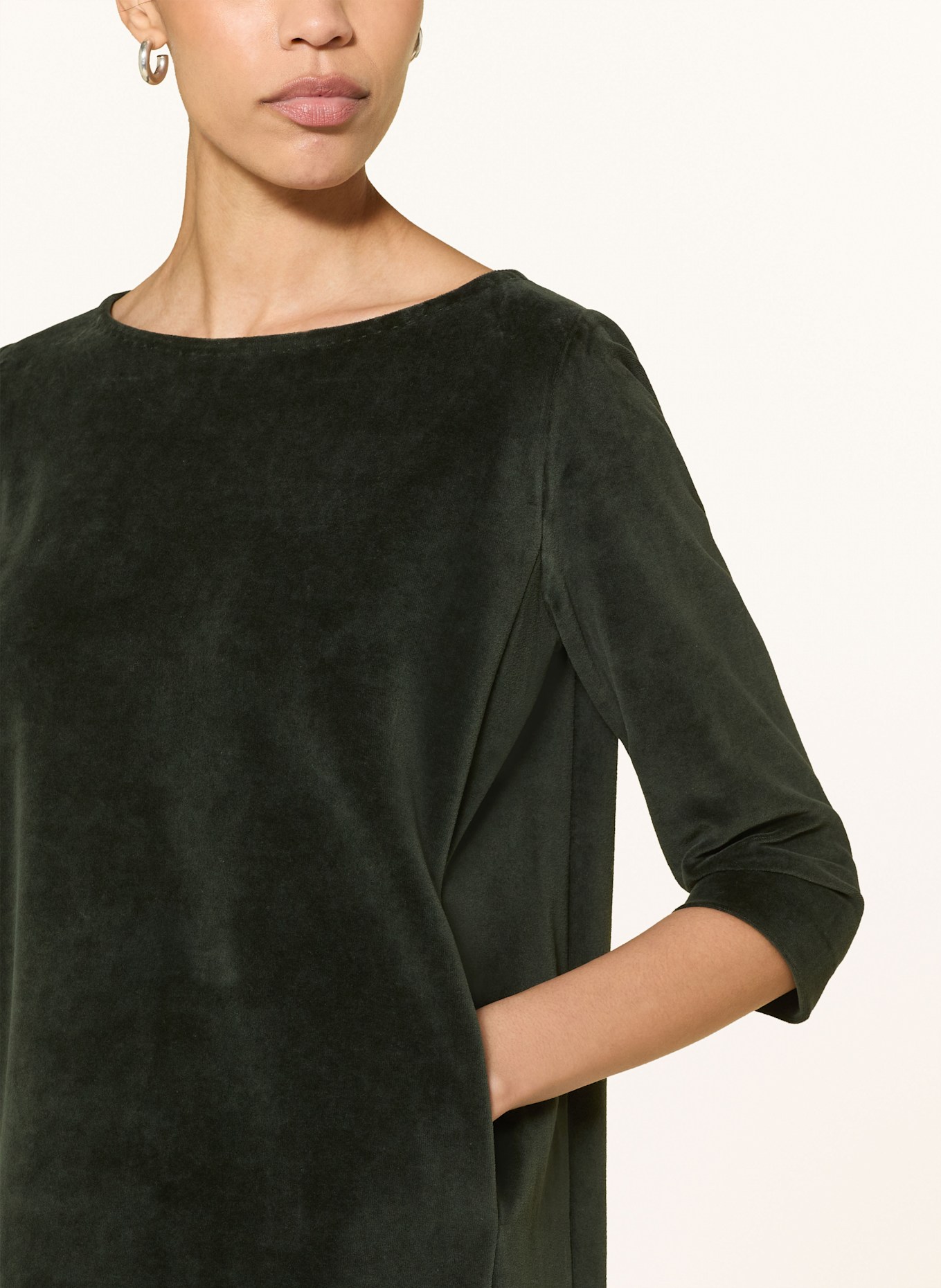 CIRCOLO 1901 Samtkleid mit 3/4-Arm: DUNKELGRÜN