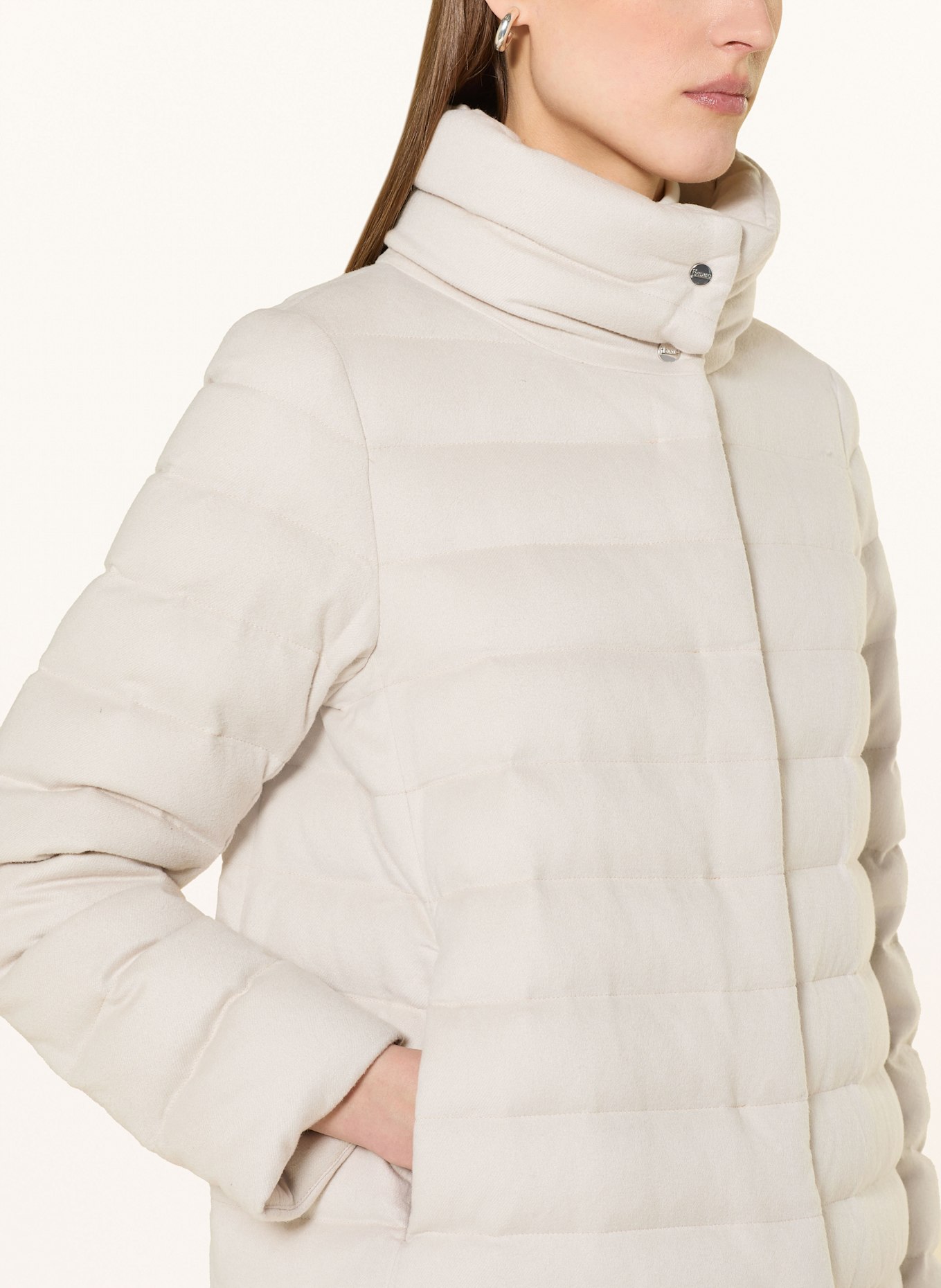 HERNO Jacke PIUMINO CAPA/ CETA aus Seide und Cashmere: ECRU