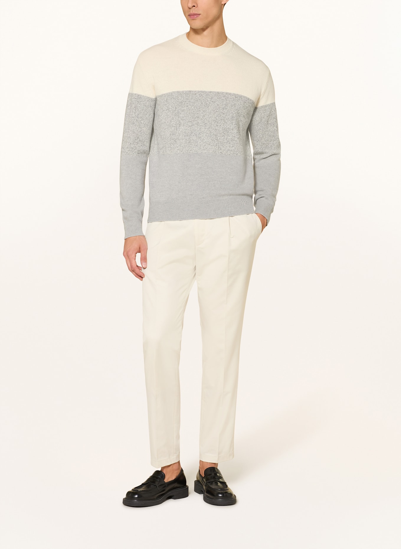 HERNO Pullover: ECRU / HELLGRAU