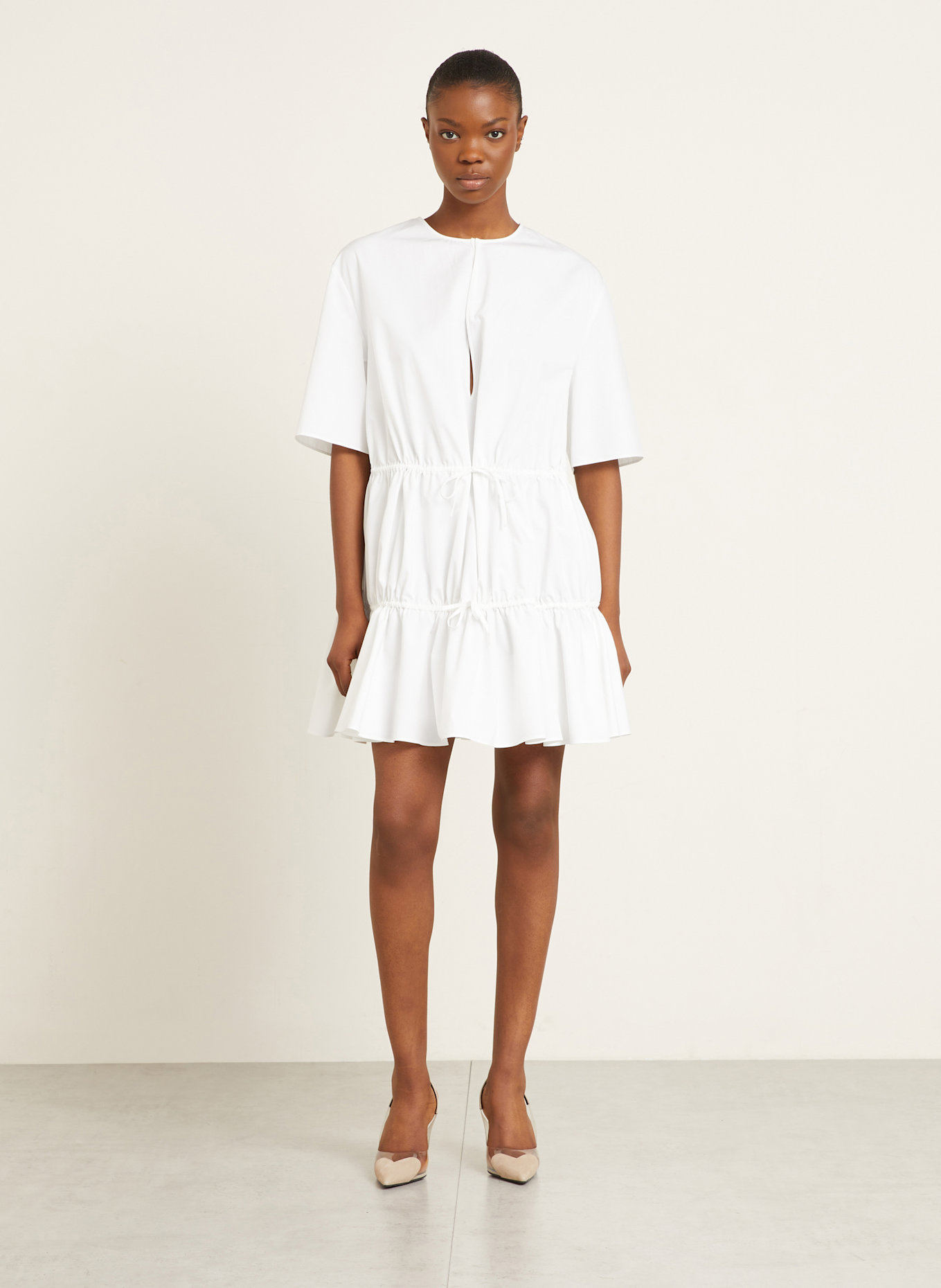 ALAÏA Kleid mit 3/4-Arm: WEISS