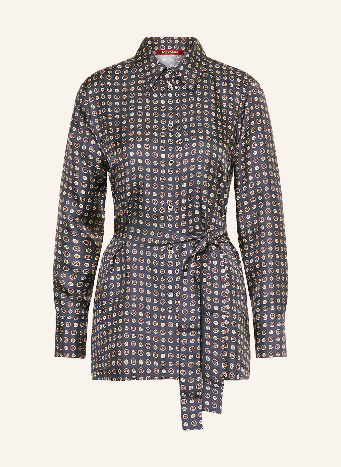 Max Mara STUDIO BOCCALE silk blouse: DARK BLUE / BEIGE