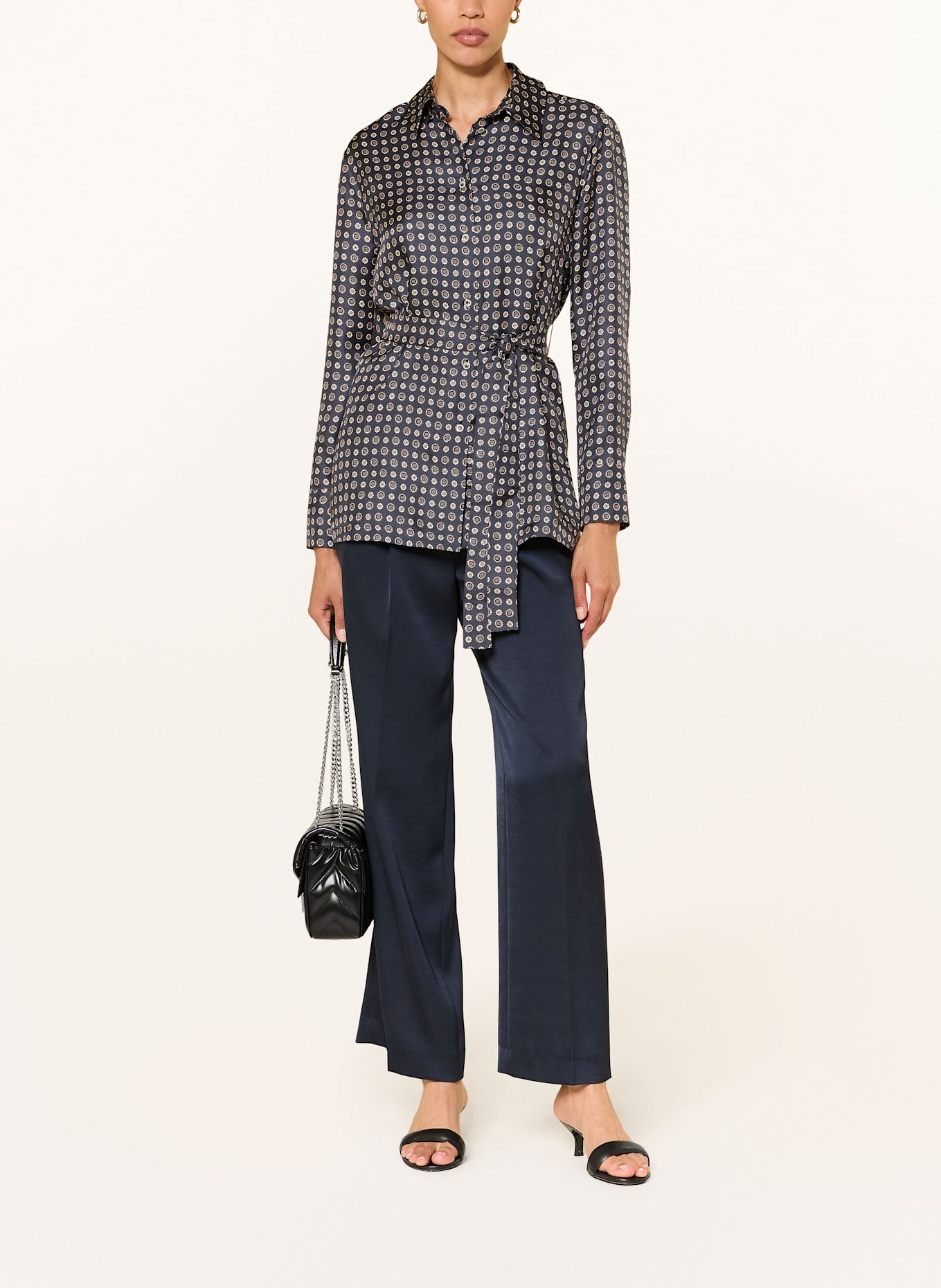 Max Mara STUDIO BOCCALE silk blouse: DARK BLUE / BEIGE