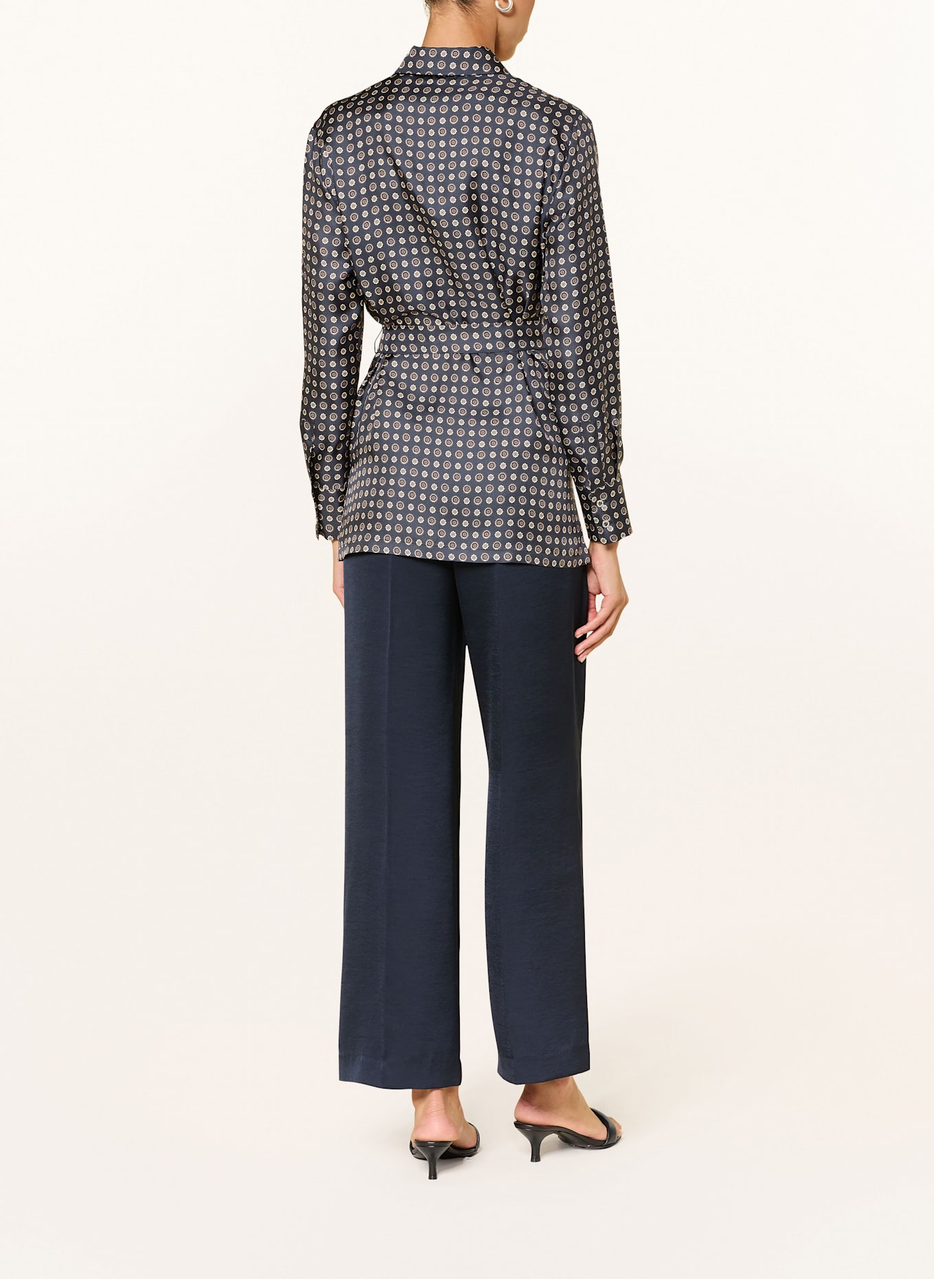 Max Mara STUDIO BOCCALE silk blouse: DARK BLUE / BEIGE