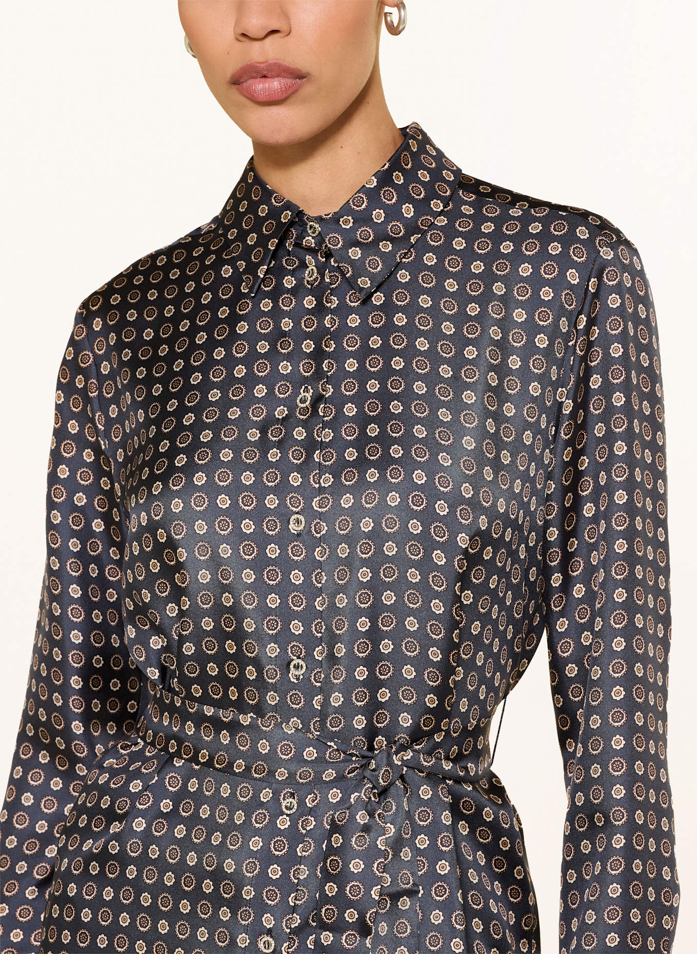 Max Mara STUDIO BOCCALE silk blouse: DARK BLUE / BEIGE