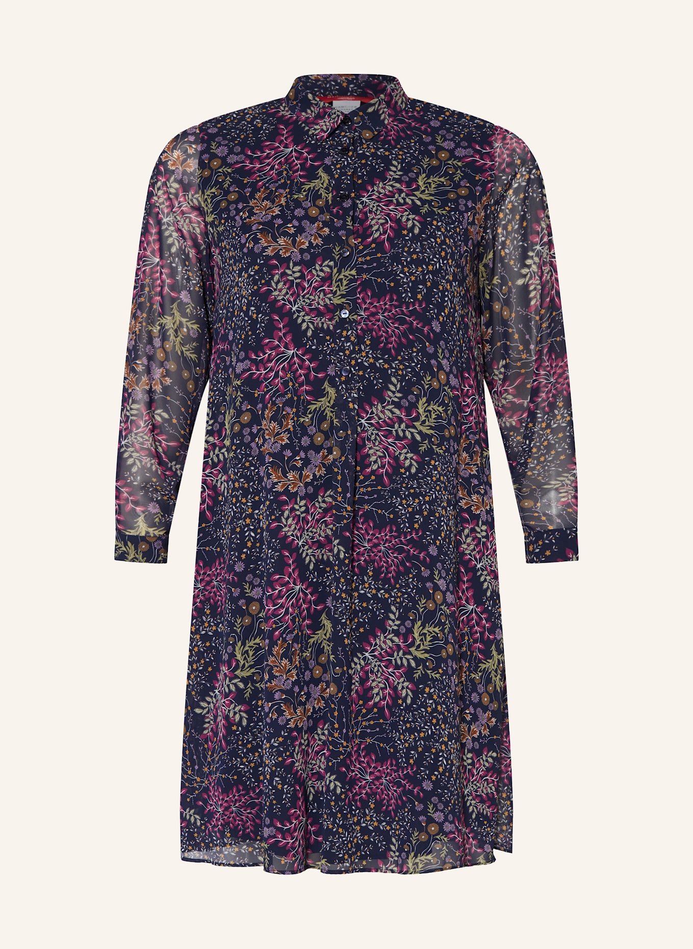 MARINA RINALDI Hemdblusenkleid UVINA: DUNKELBLAU / FUCHSIA / HELLGRÜN