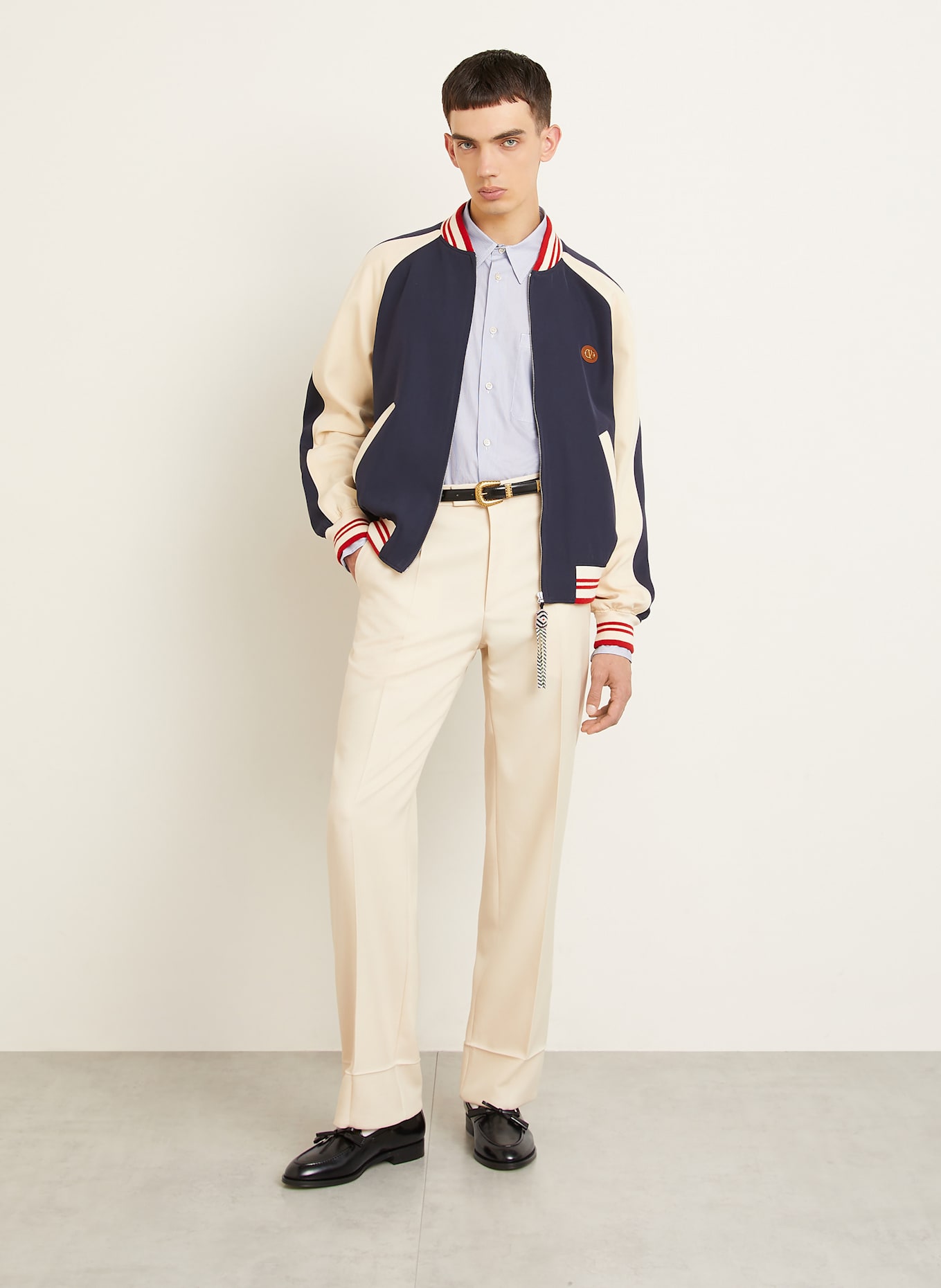 VALENTINO Hemd Slim Fit: WEISS / DUNKELBLAU