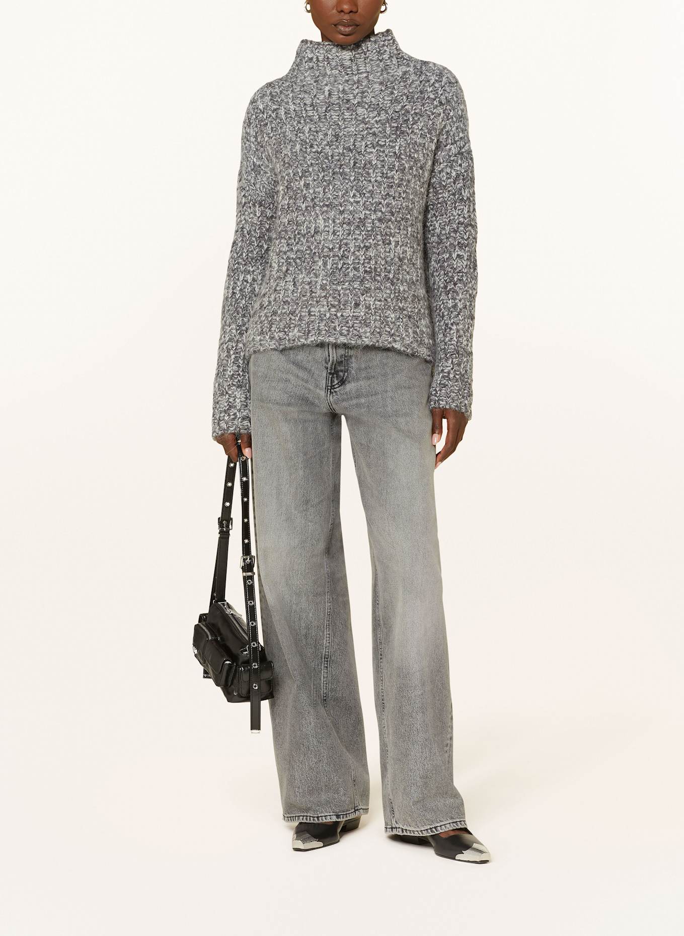 MRS & HUGS Pullover mit Alpaka: DUNKELGRAU / HELLGRAU