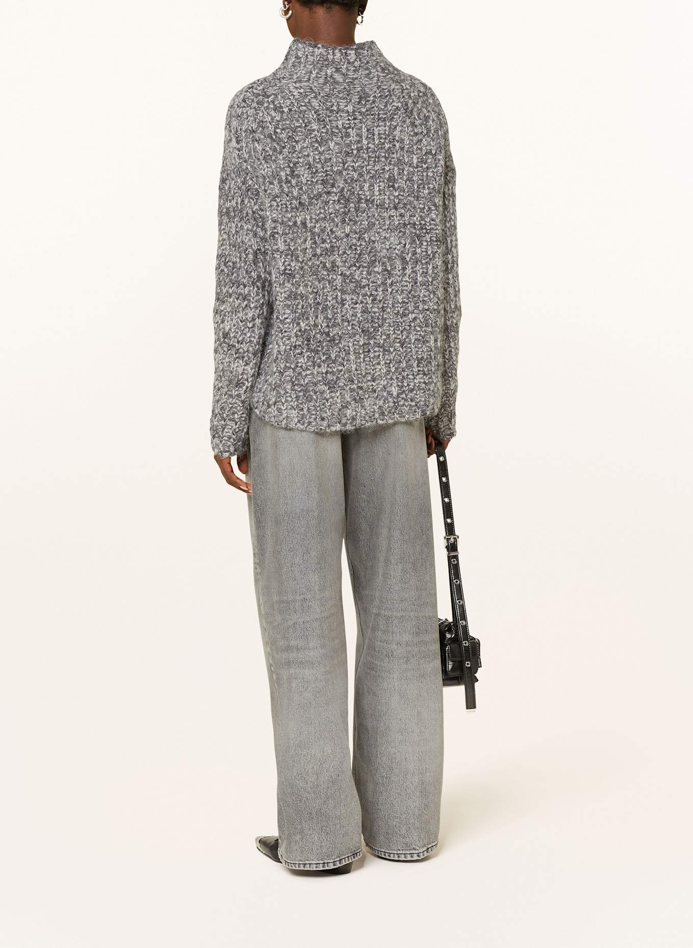 MRS & HUGS Pullover mit Alpaka: DUNKELGRAU / HELLGRAU