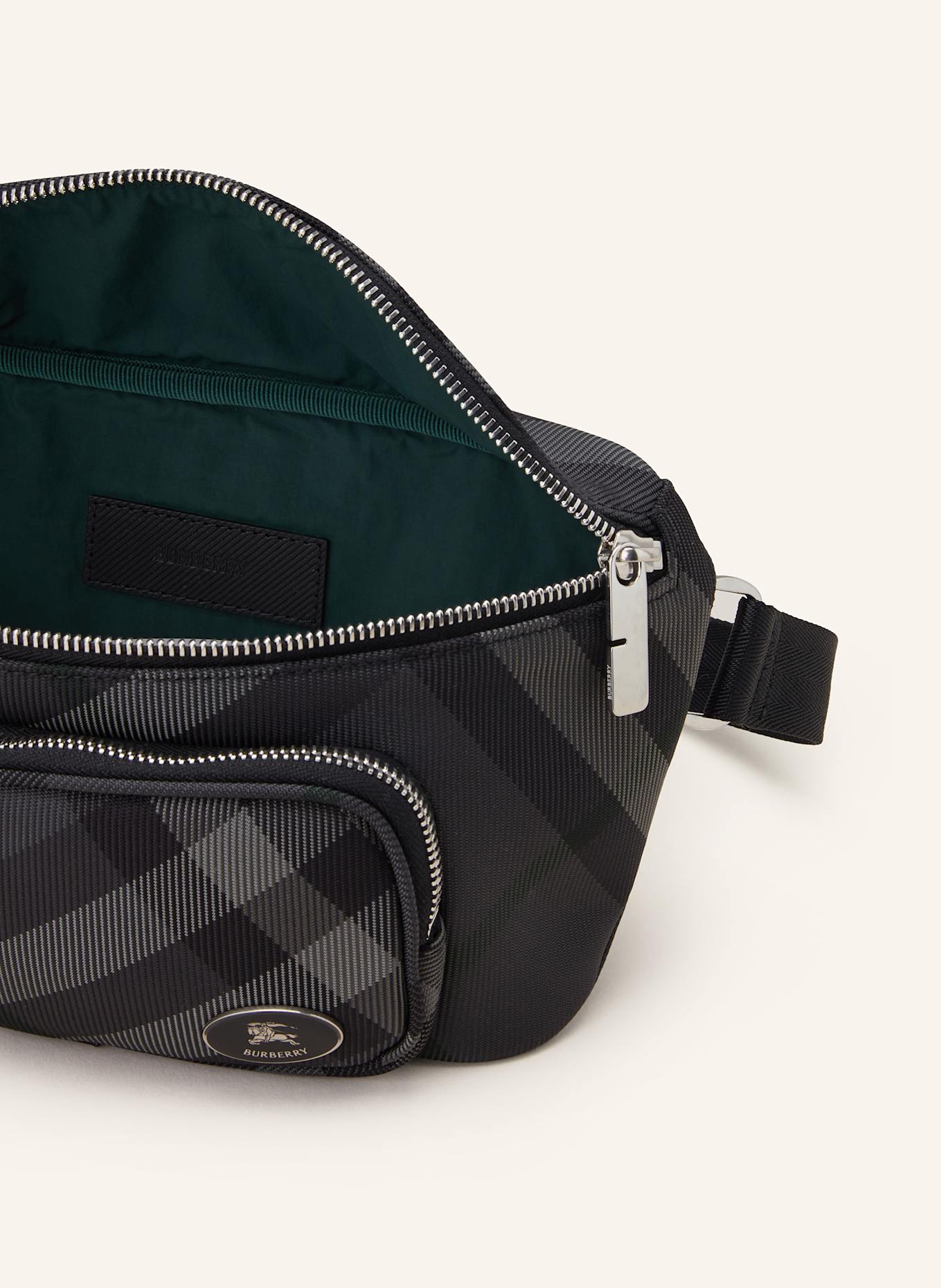 BURBERRY Gürteltasche HERITAGE CHECK: DUNKELGRAU/ SCHWARZ/ DUNKELGRÜN