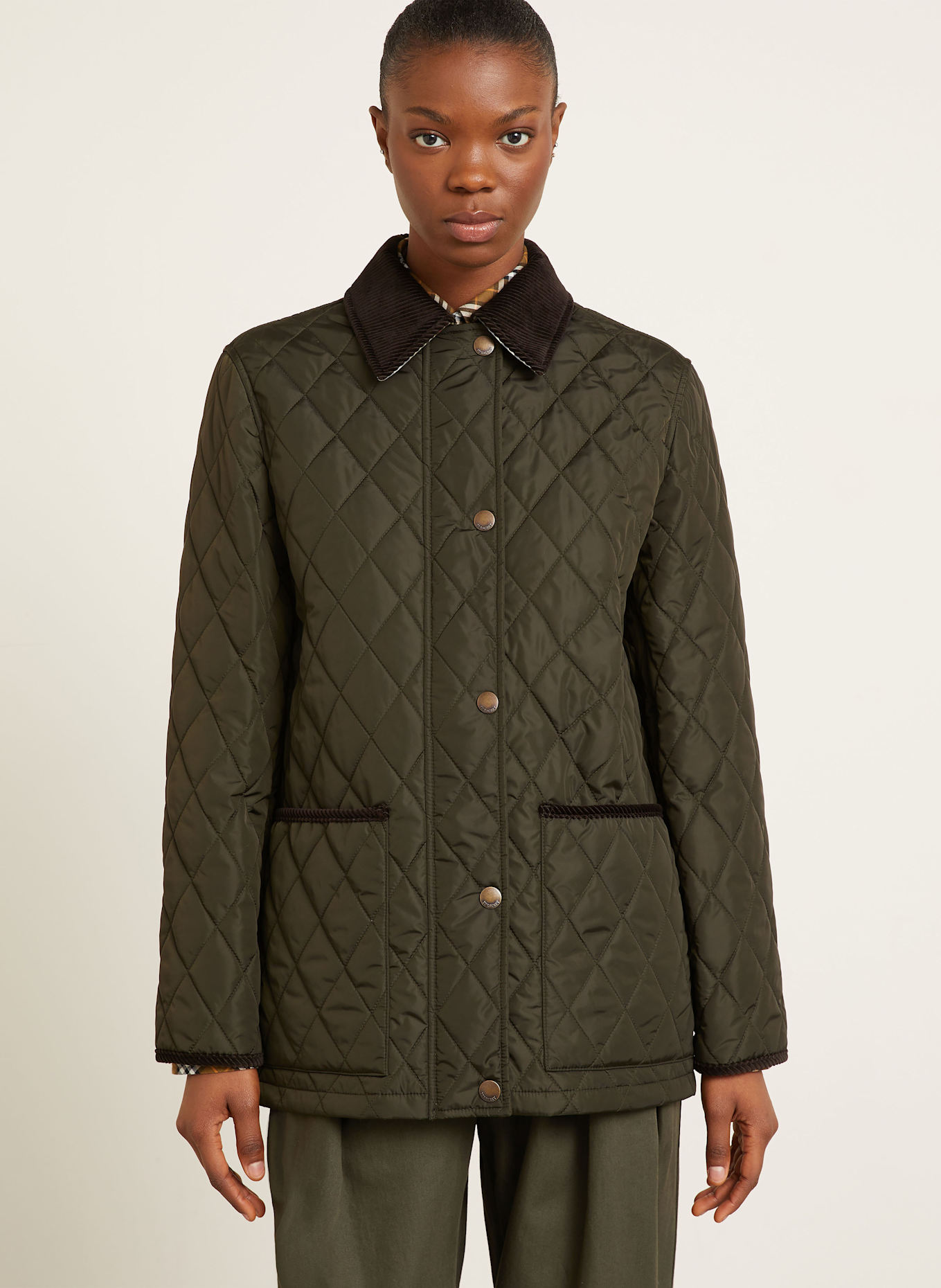 BURBERRY Kurtka pikowana: CIEMNOZIELONY