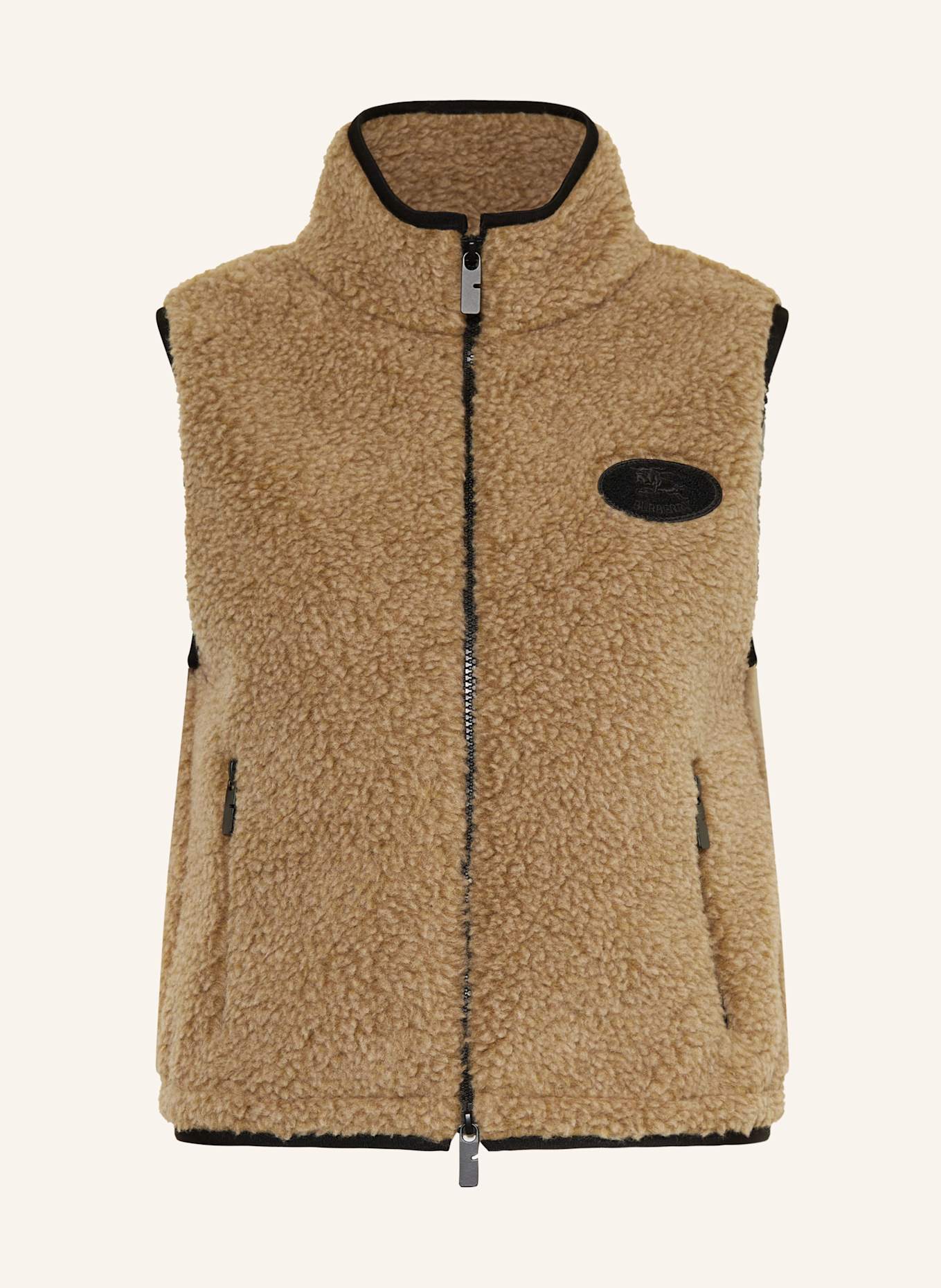 BURBERRY Kamizelka z pluszowego materiału: JASNOBRĄZOWY/ CZARNY