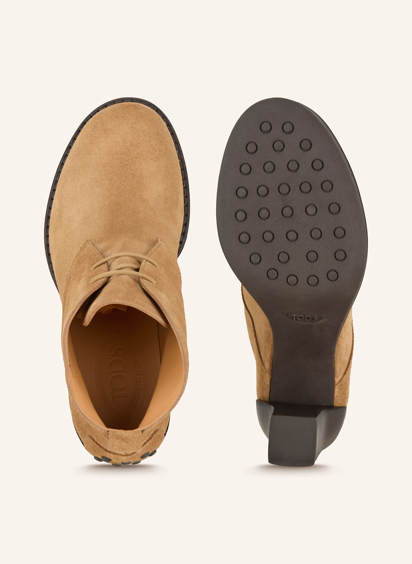 TOD'S Botki GOMMA: CAMELOWY