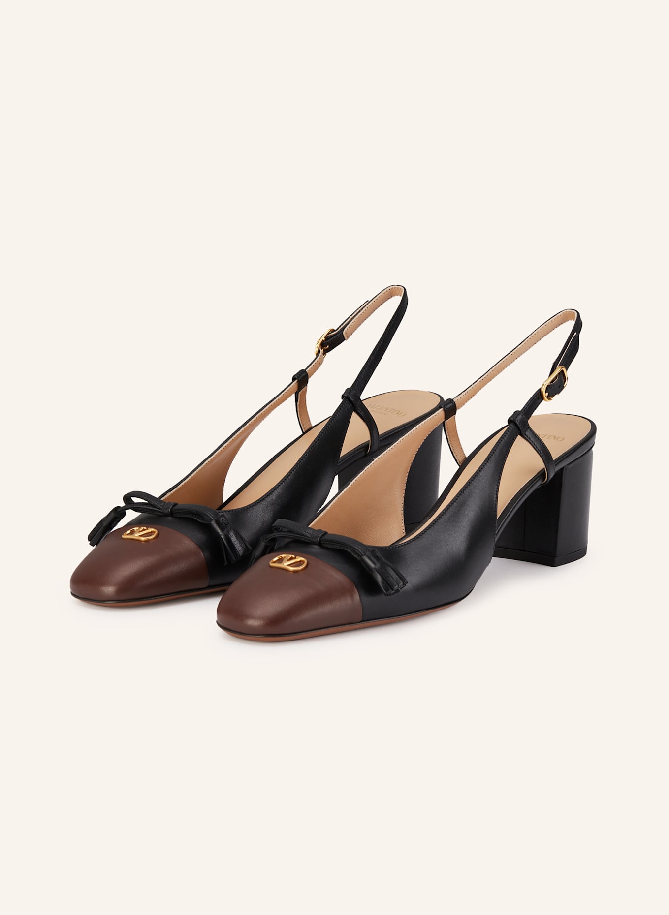 VALENTINO GARAVANI Slingpumps VALET DU ROI: SCHWARZ / DUNKELBRAUN