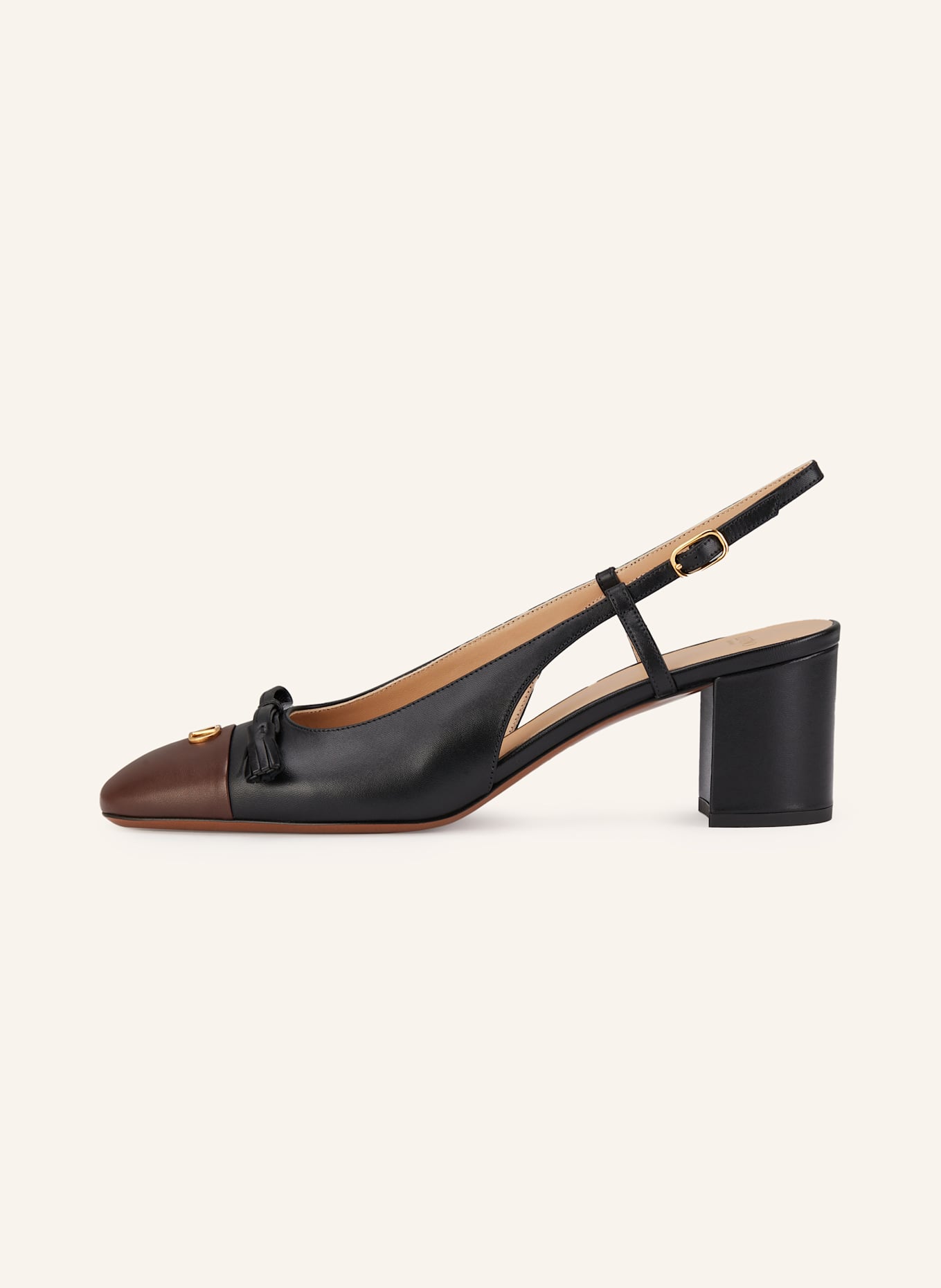 VALENTINO GARAVANI Slingpumps VALET DU ROI: SCHWARZ / DUNKELBRAUN