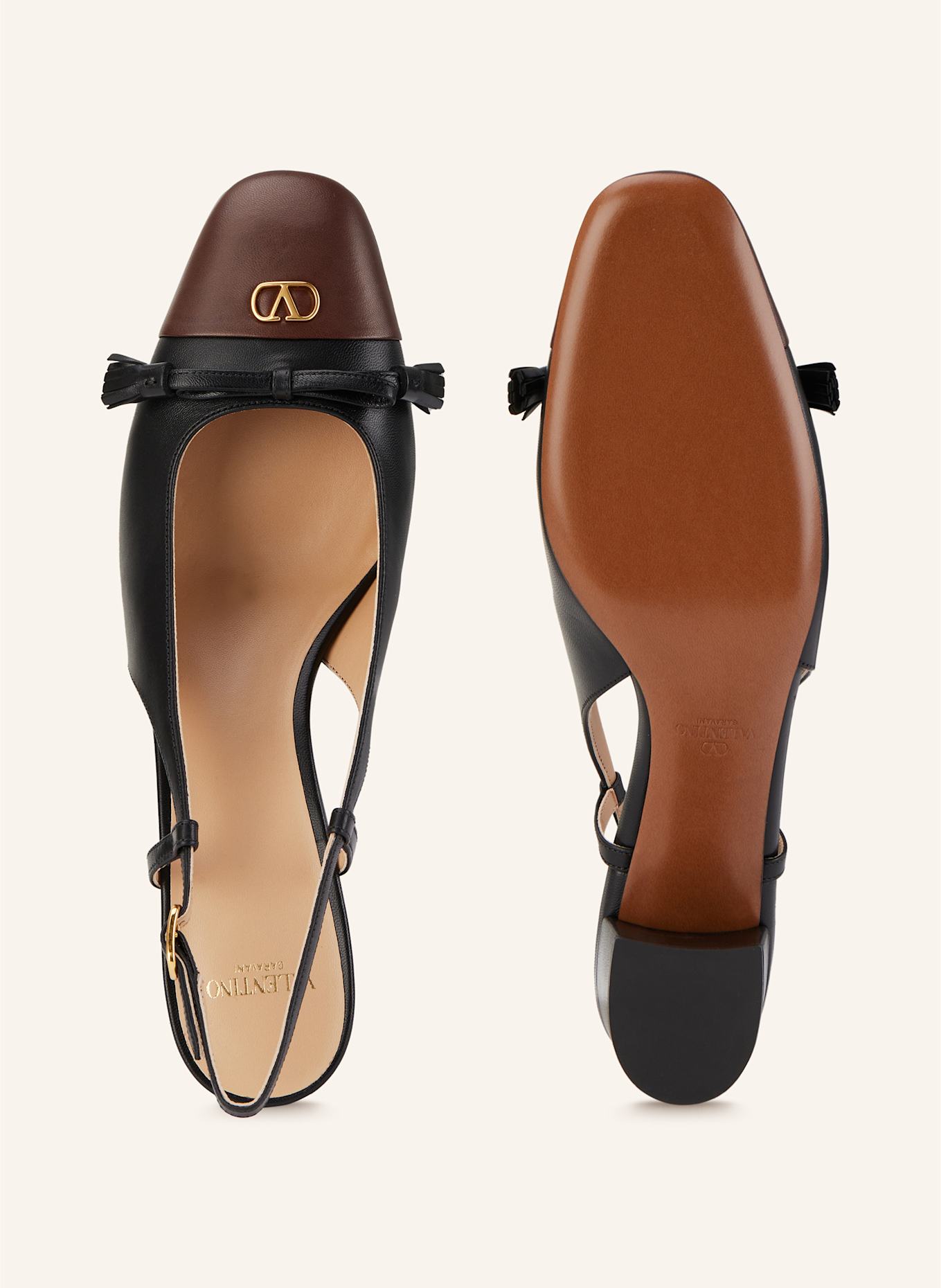 VALENTINO GARAVANI Slingpumps VALET DU ROI: SCHWARZ / DUNKELBRAUN