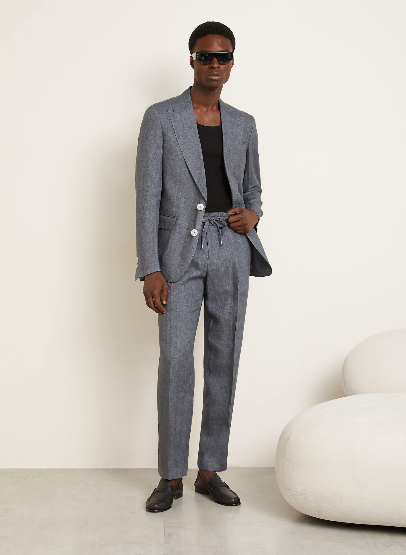 DOLCE & GABBANA Anzughose Regular Fit aus Leinen: DUNKELGRAU