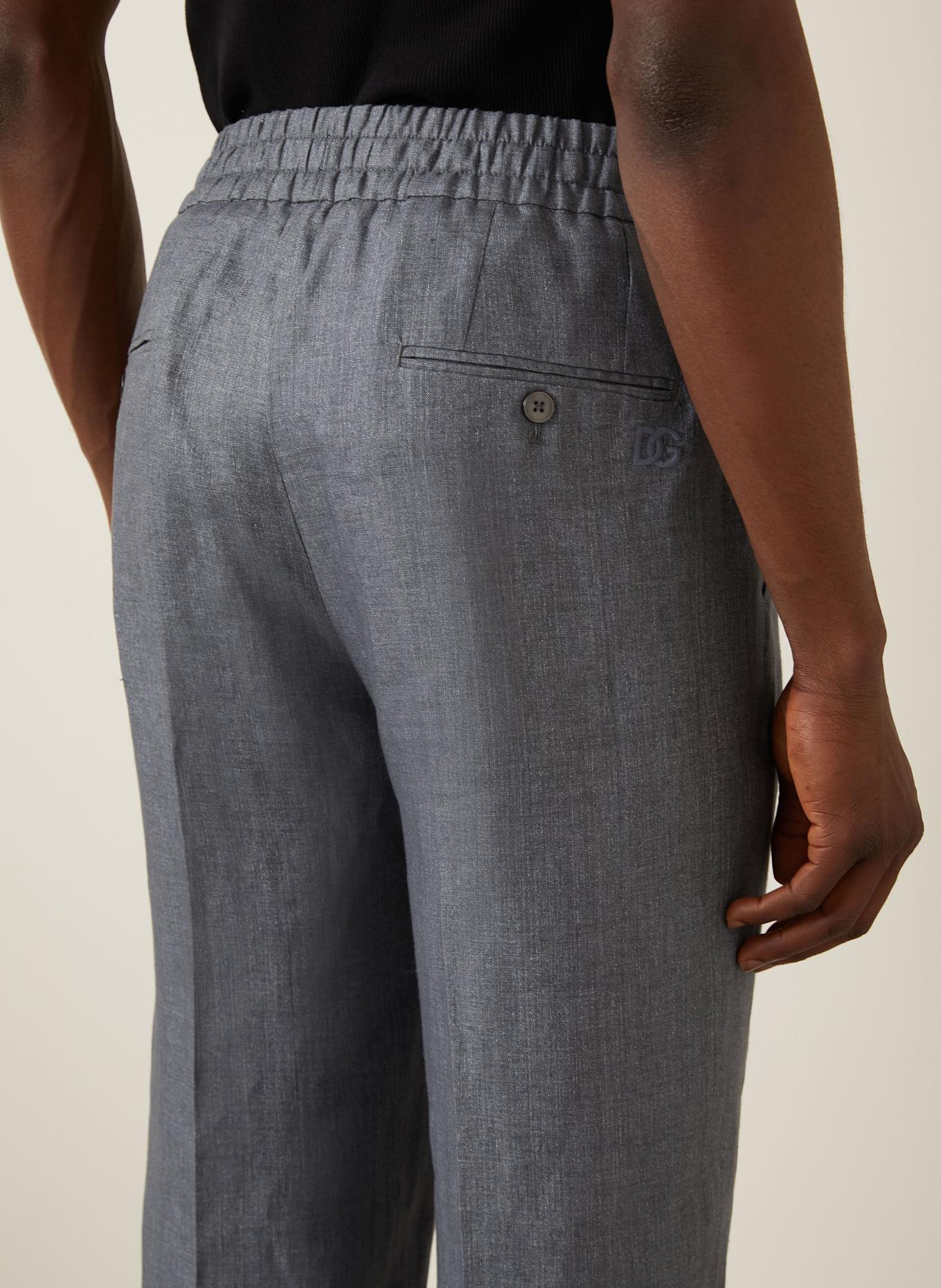 DOLCE & GABBANA Anzughose Regular Fit aus Leinen: DUNKELGRAU