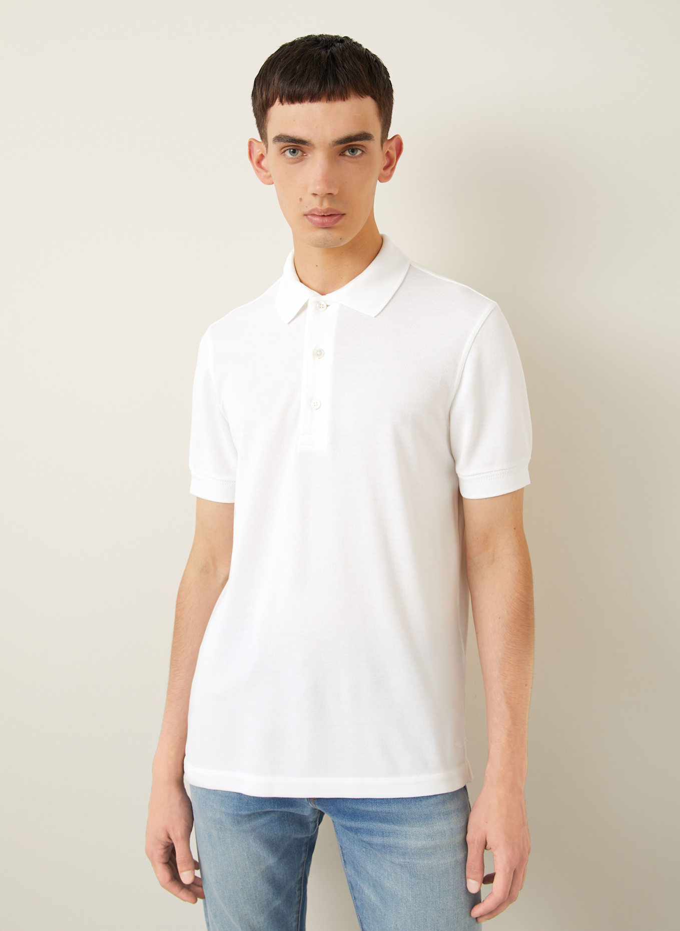 TOM FORD Piqué-Poloshirt: WEISS