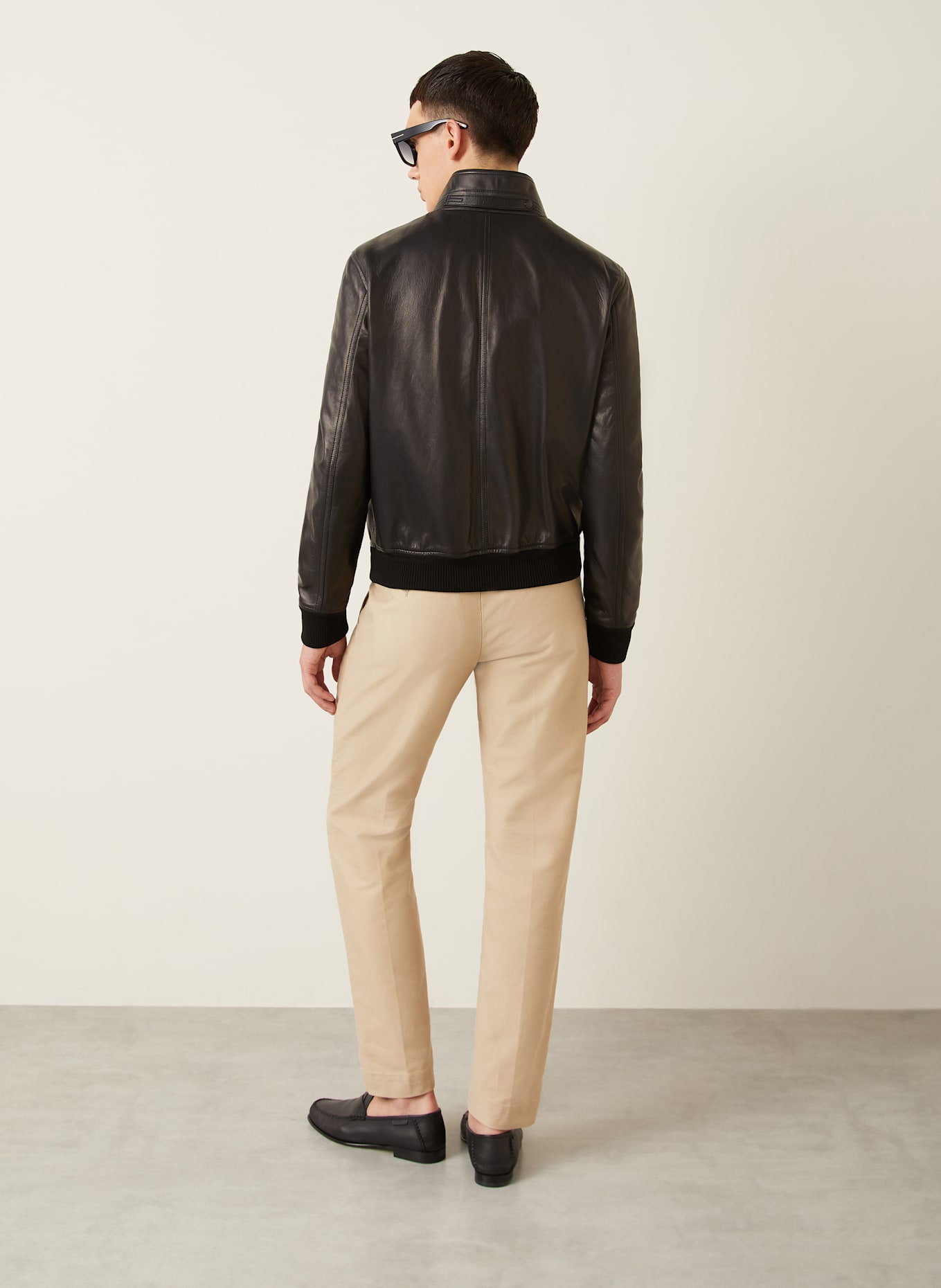 TOM FORD Lederjacke HARRINGTON: SCHWARZ