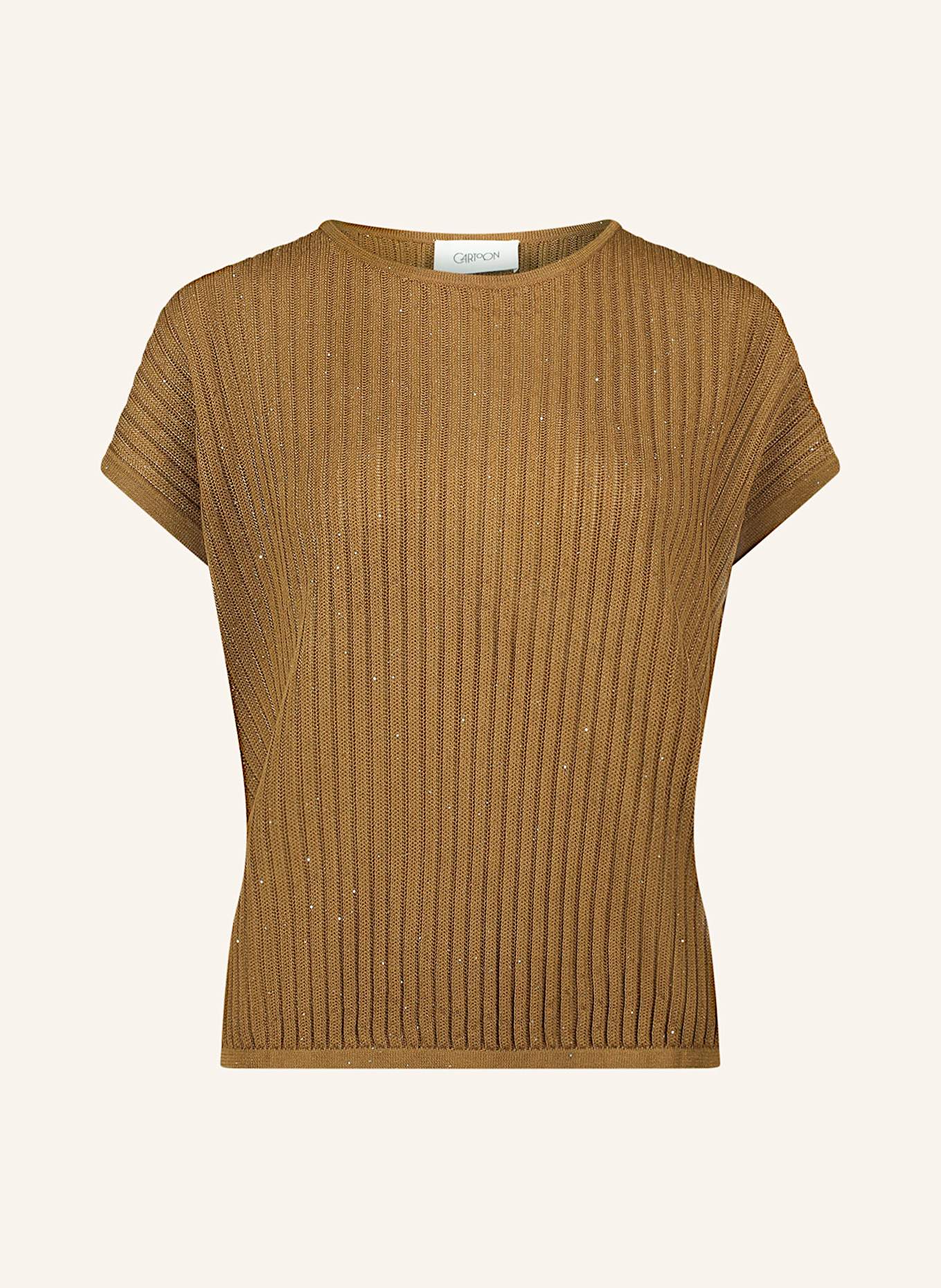 CARTOON Strickshirt mit Pailletten: BRAUN