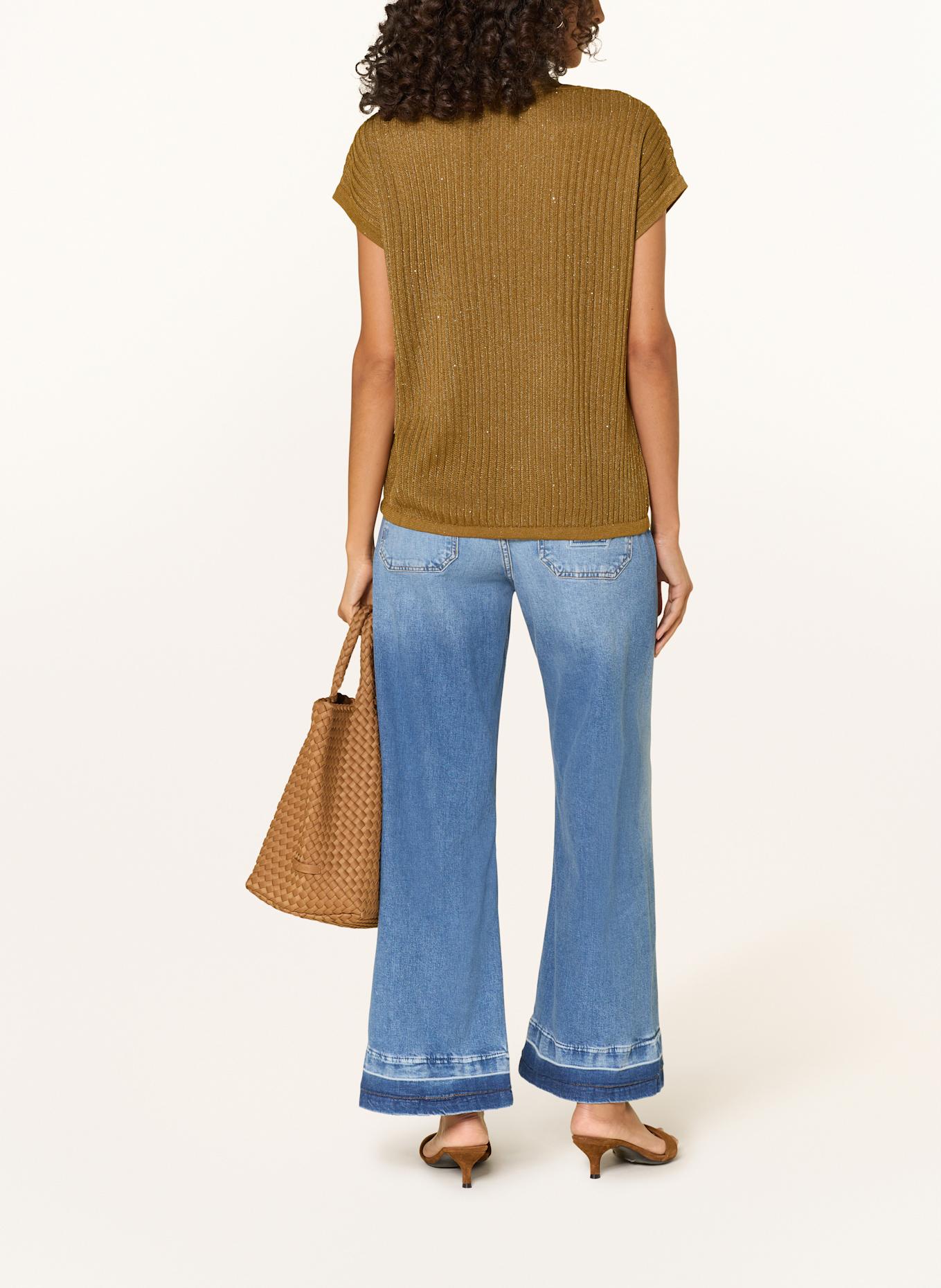 CARTOON Strickshirt mit Pailletten: BRAUN