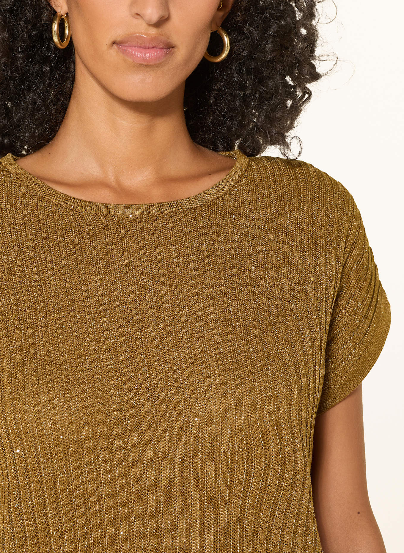 CARTOON Strickshirt mit Pailletten: BRAUN