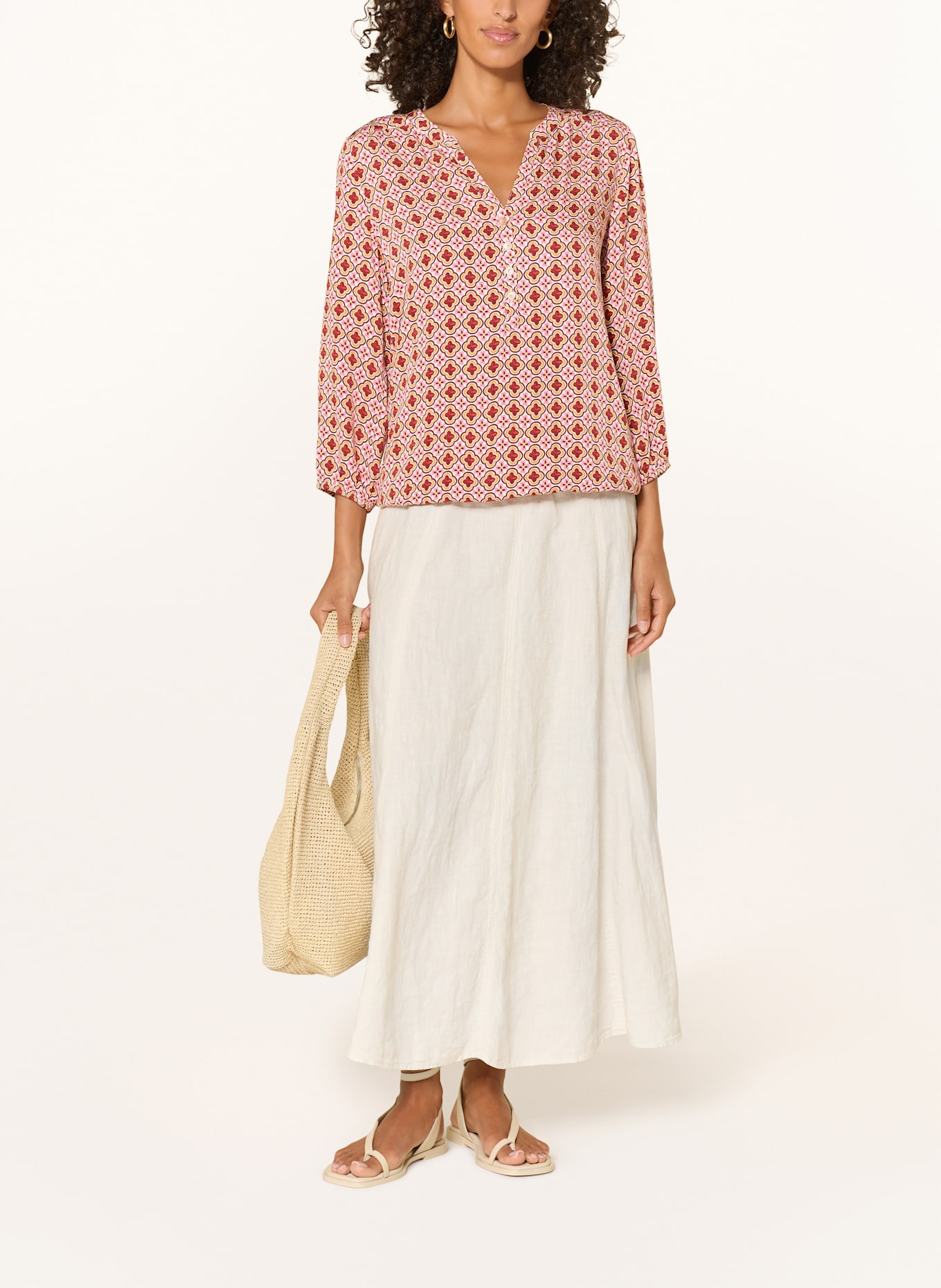 CARTOON Blusenshirt: CREME / ROSÉ / DUNKELGELB