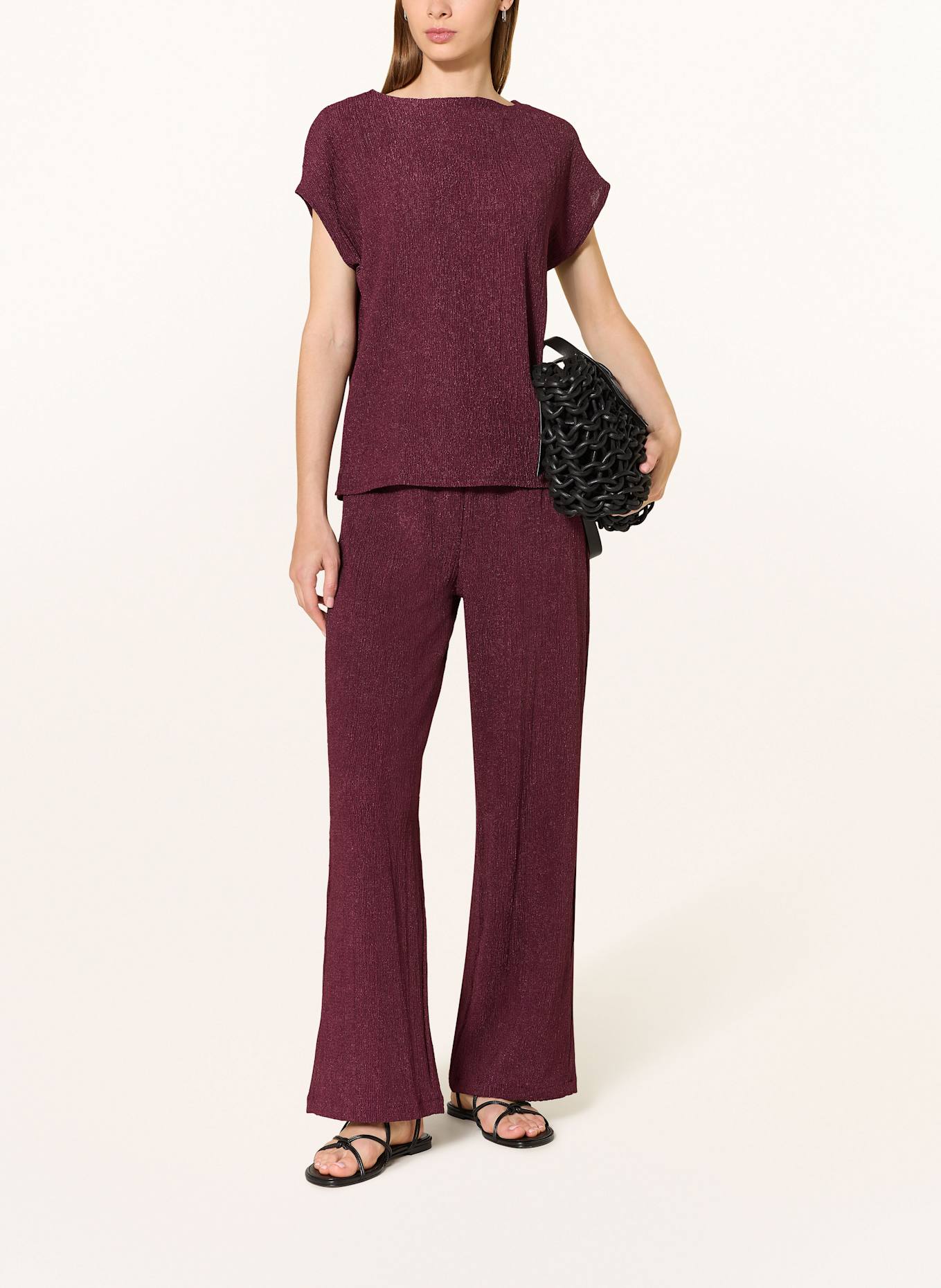 CARTOON Wide leg trousers: DARK RED