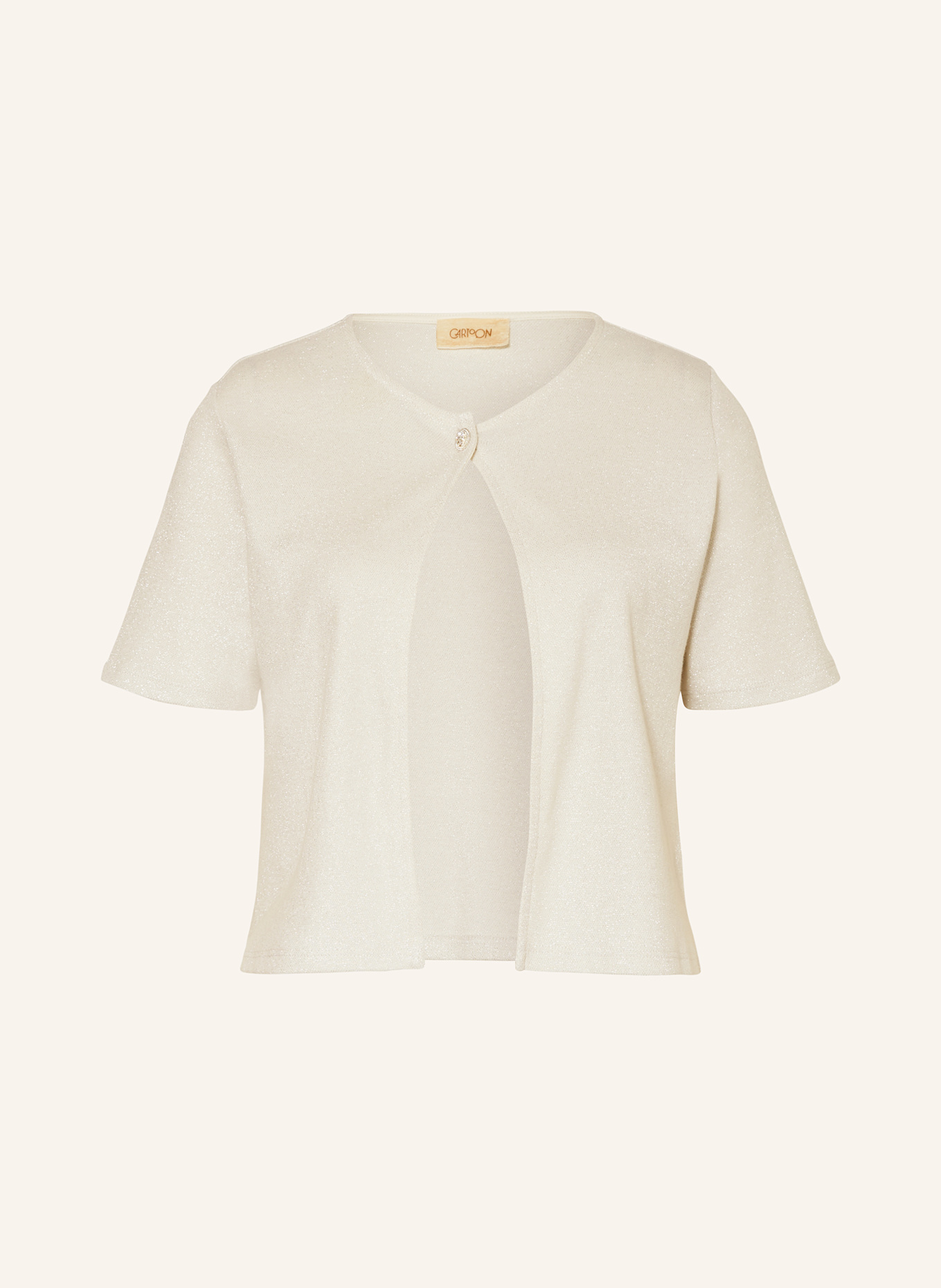 CARTOON Strickjacke mit Glitzergarn: CREME / SILBER