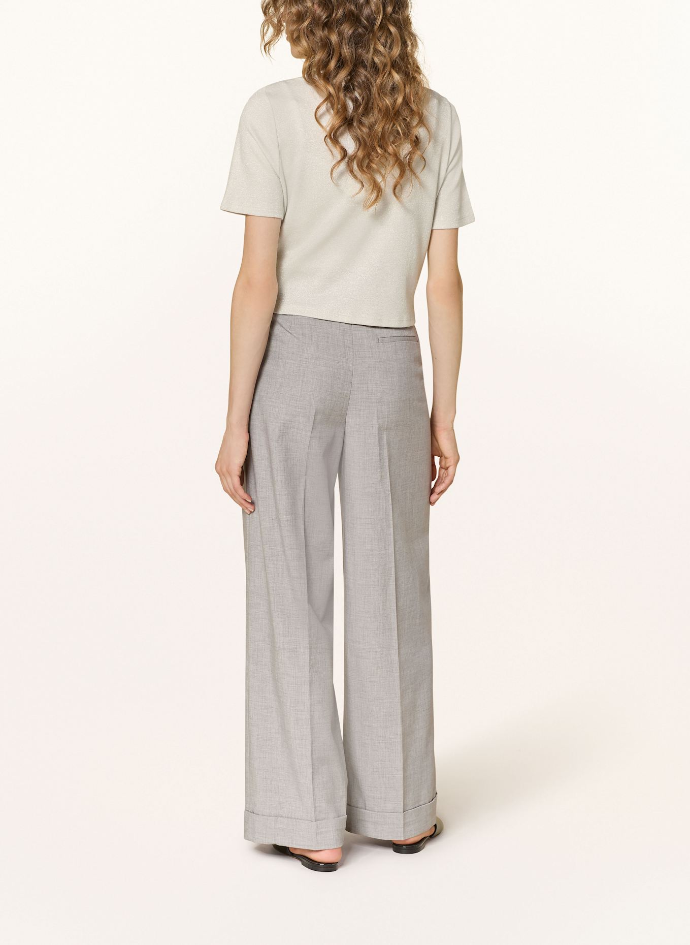 CARTOON Strickjacke mit Glitzergarn: CREME / SILBER