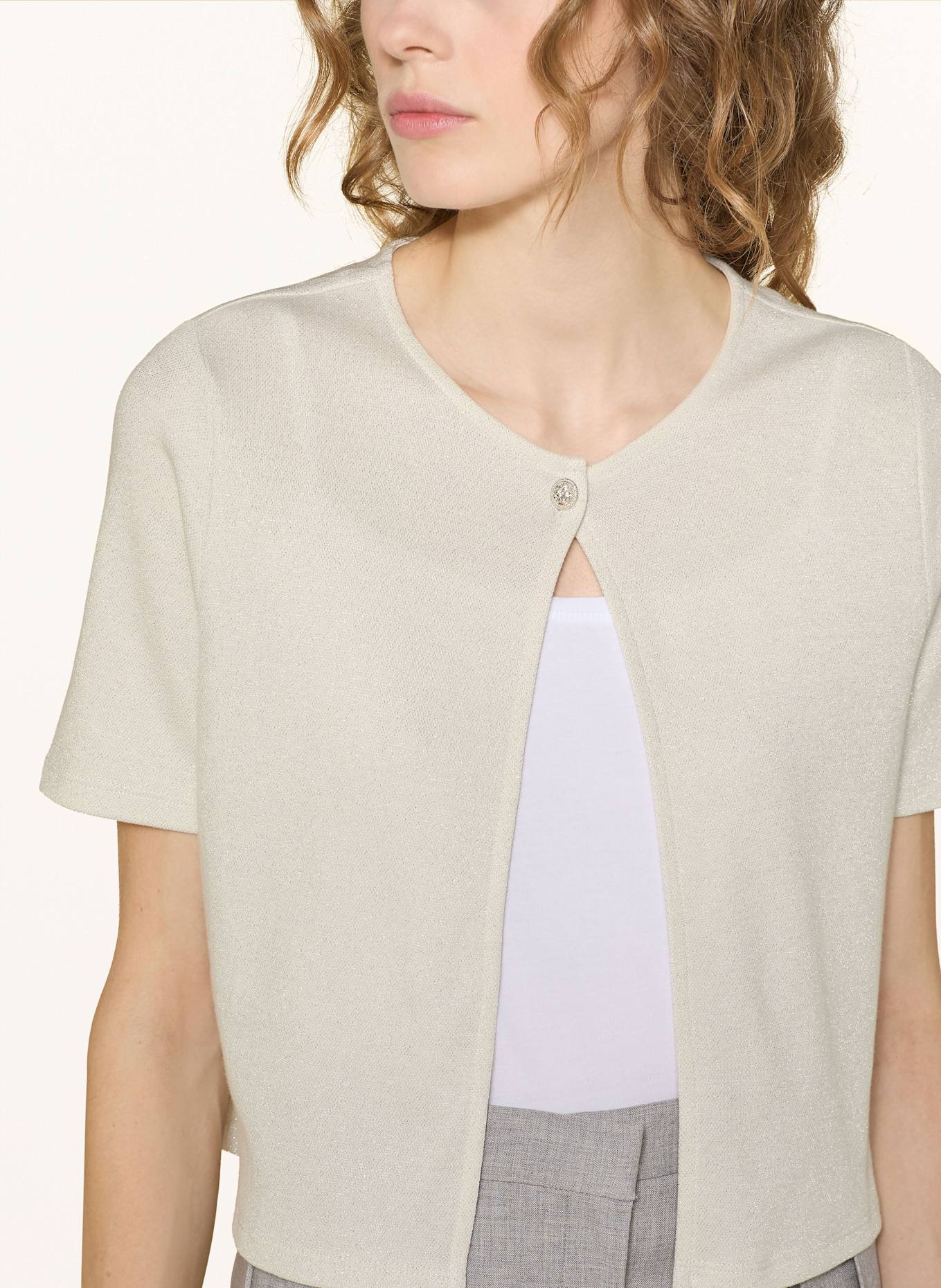 CARTOON Strickjacke mit Glitzergarn: CREME / SILBER