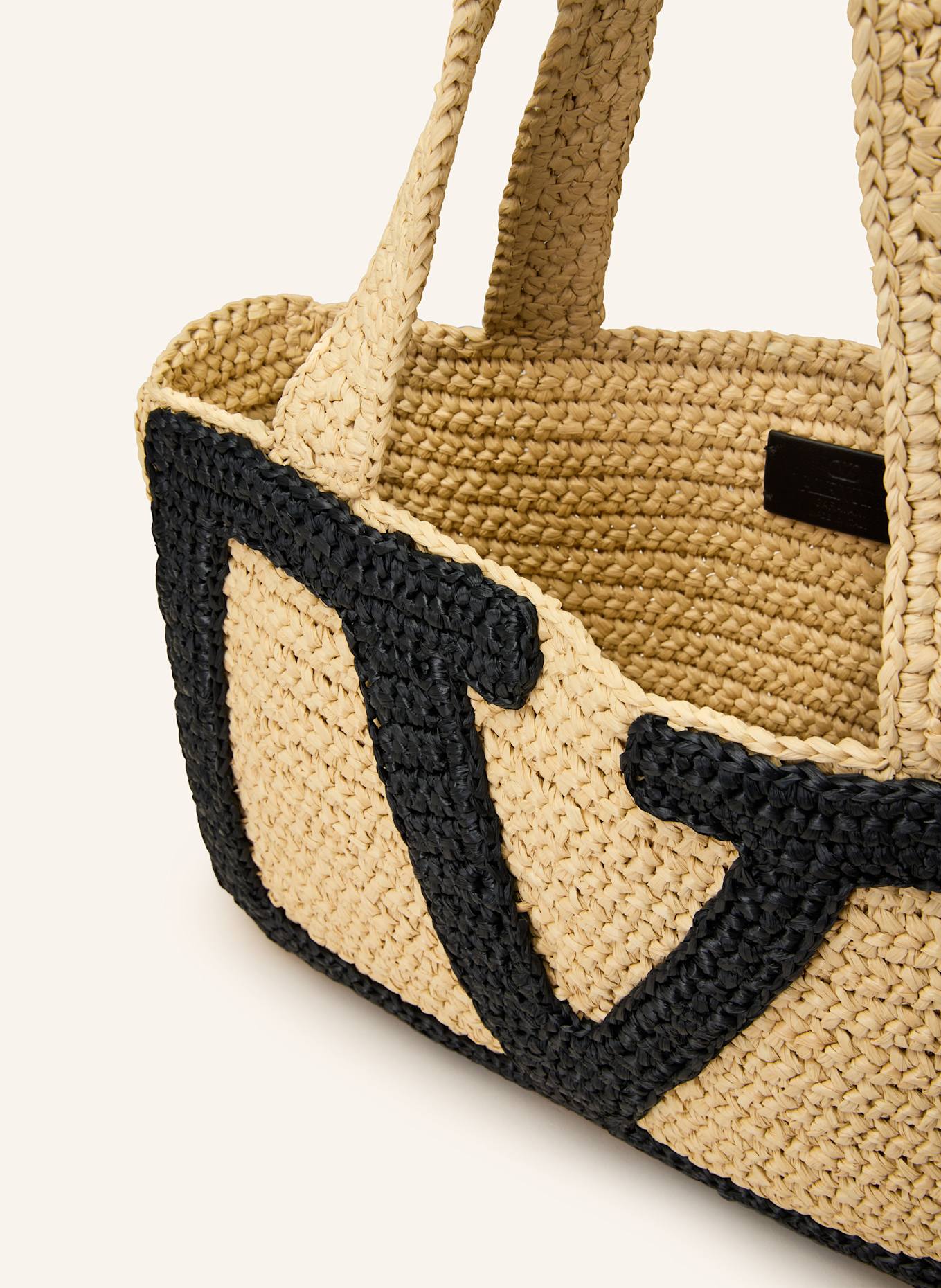 VALENTINO GARAVANI Shopper VIVA SUPERSTAR CROCHET MEDIUM: BEIGE/ SCHWARZ