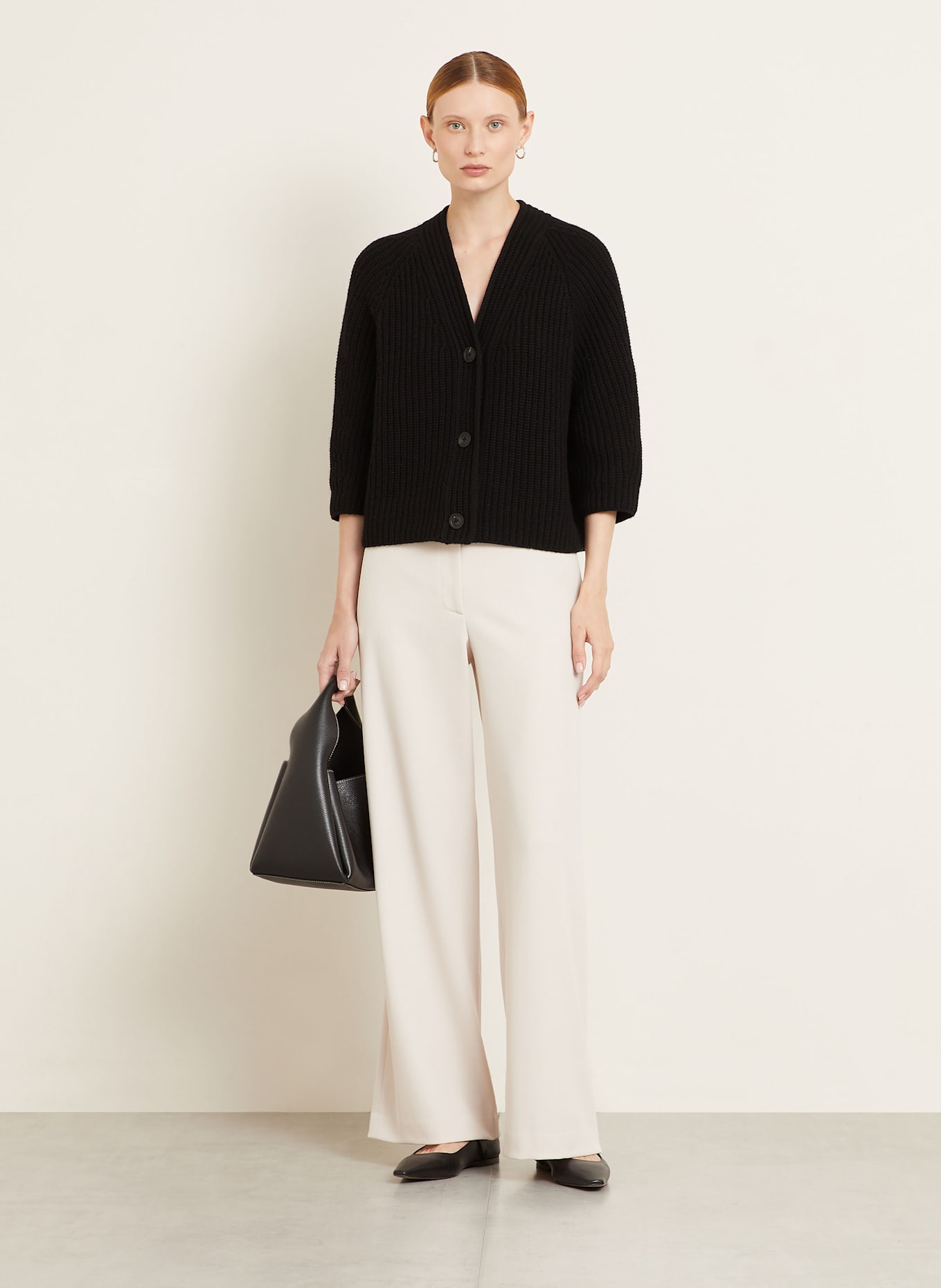 IRIS von ARNIM Strickjacke FALLOU mit 3/4-Arm: SCHWARZ