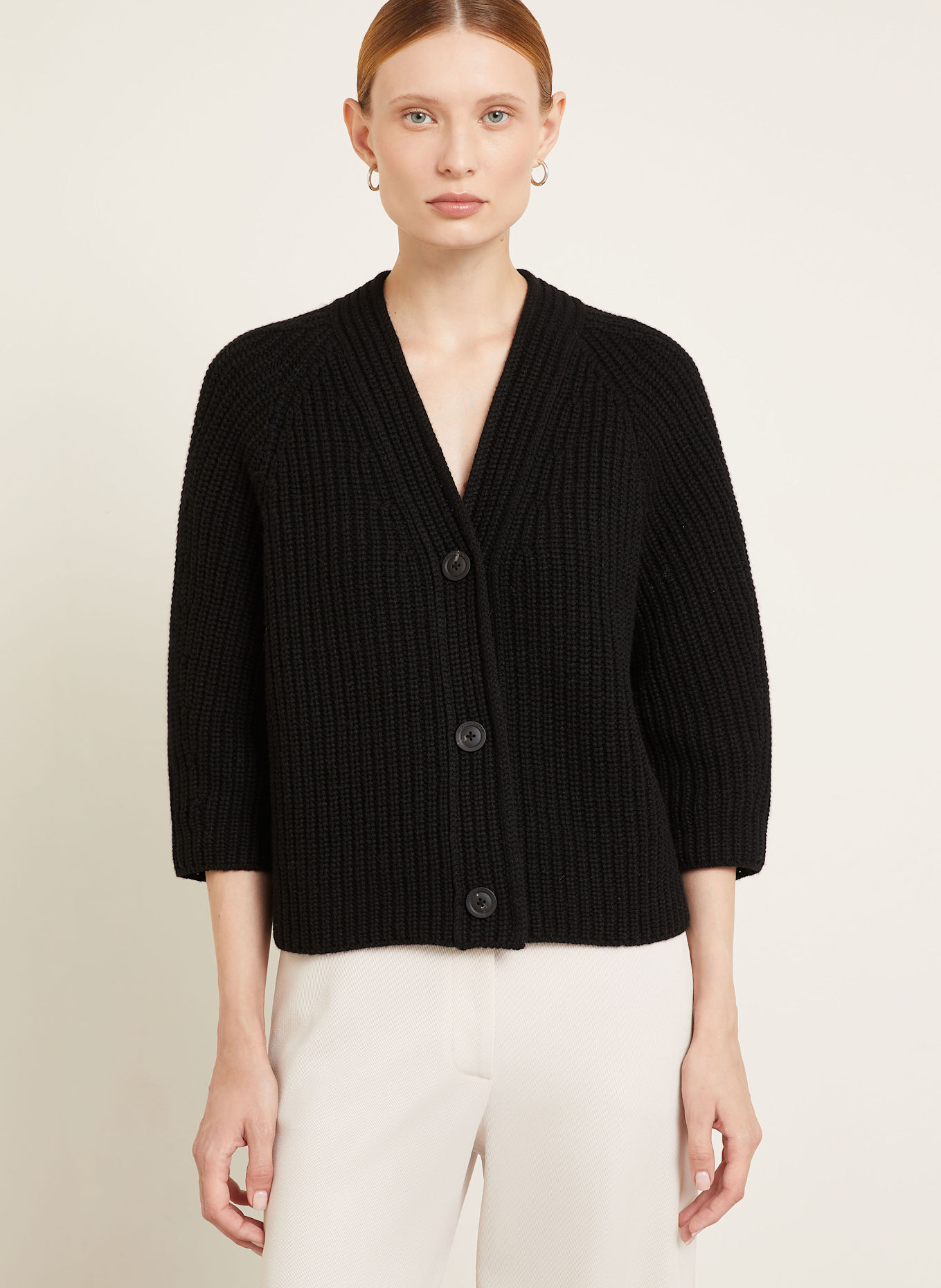 IRIS von ARNIM Strickjacke FALLOU mit 3/4-Arm: SCHWARZ