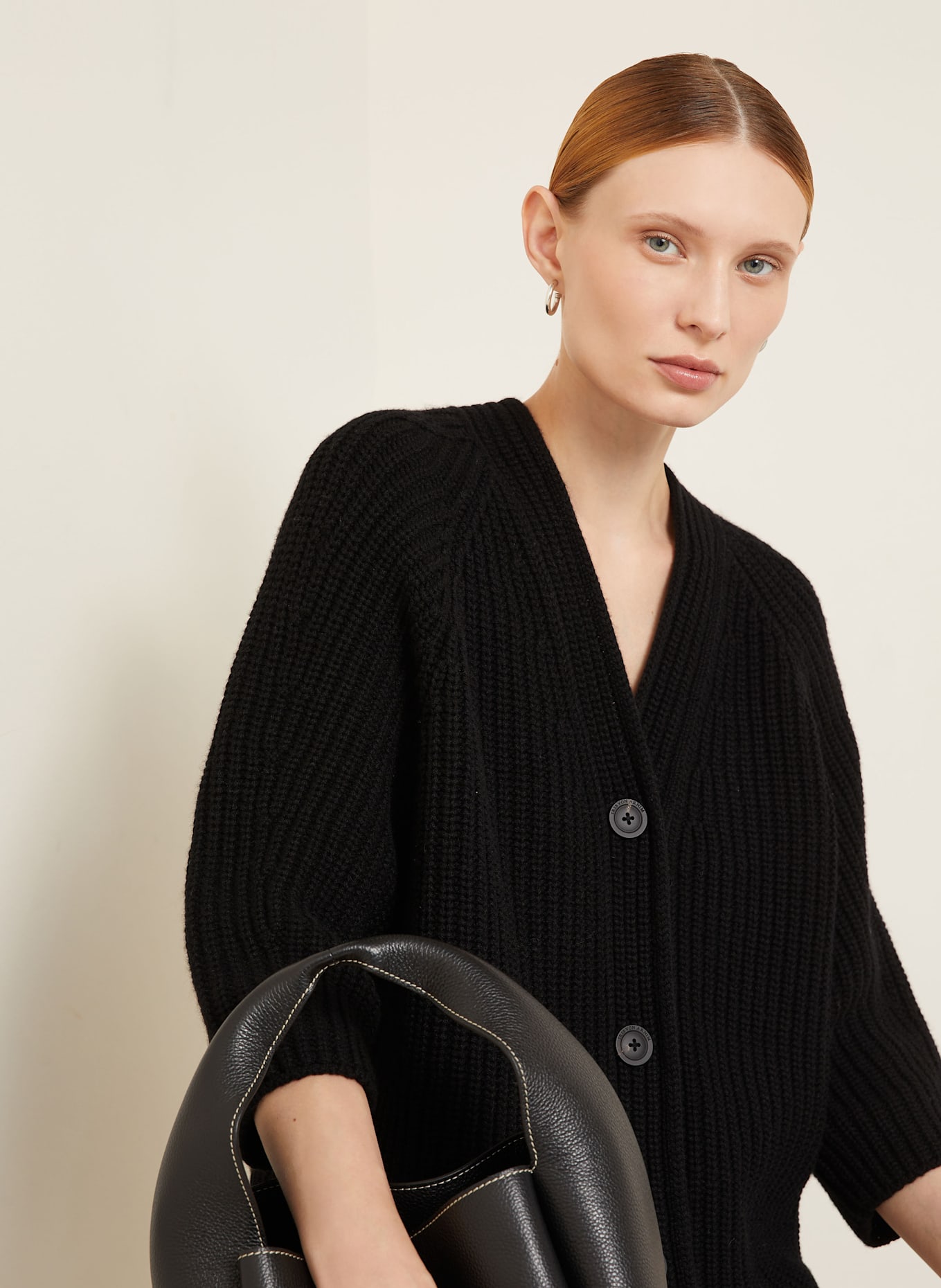 IRIS von ARNIM Strickjacke FALLOU mit 3/4-Arm: SCHWARZ