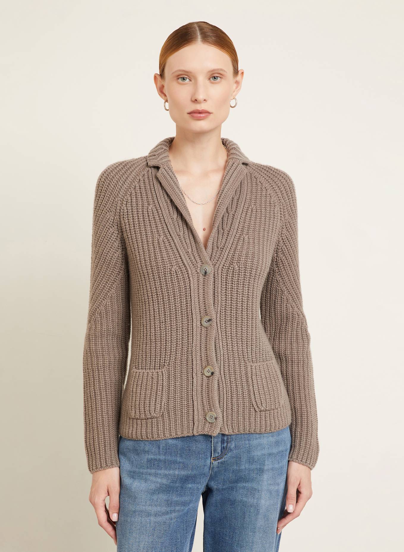 IRIS von ARNIM Strickjacke GWENDOLYN aus Cashmere: TAUPE