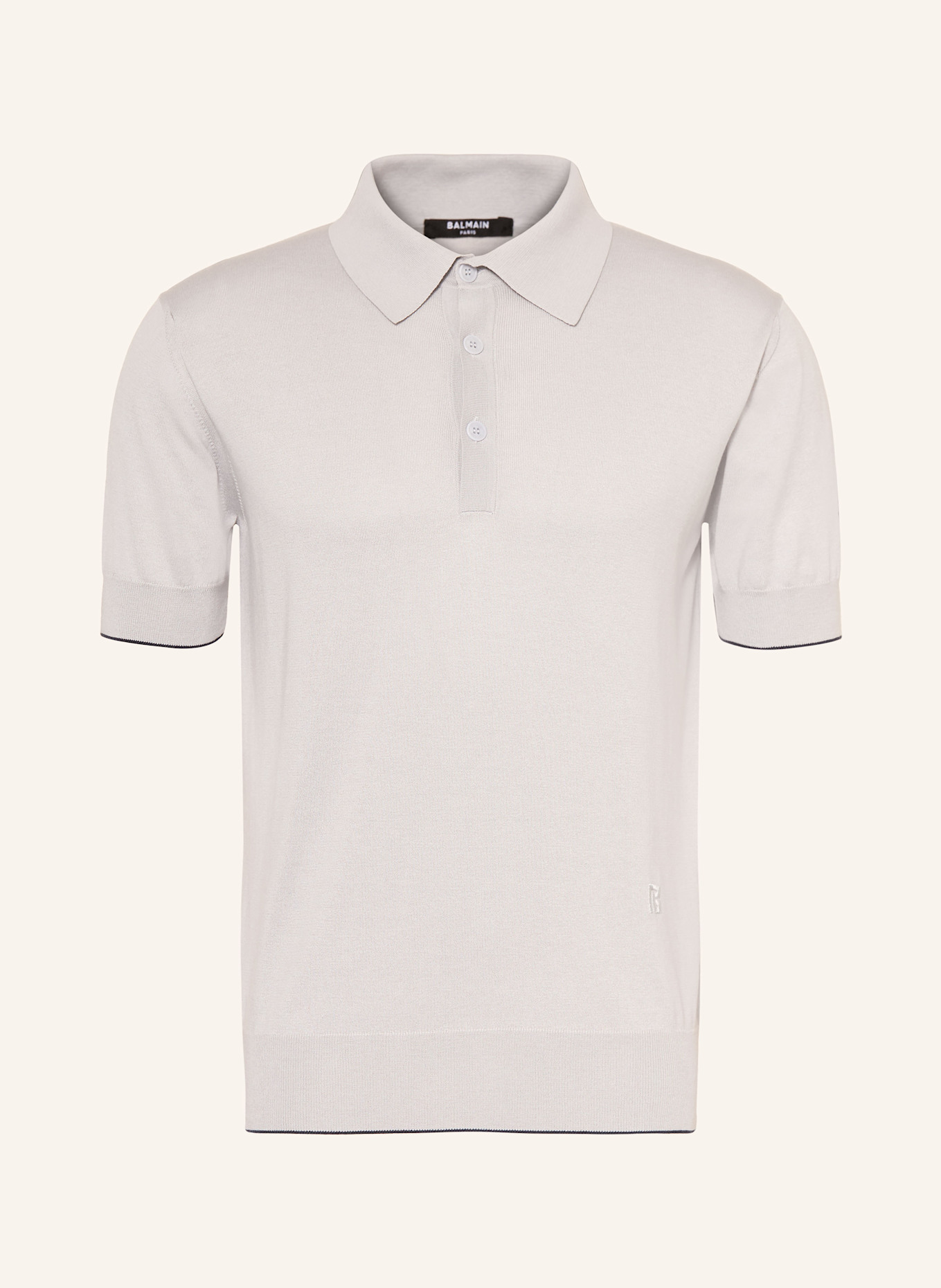 BALMAIN Strick-Poloshirt mit Seide: HELLGRAU
