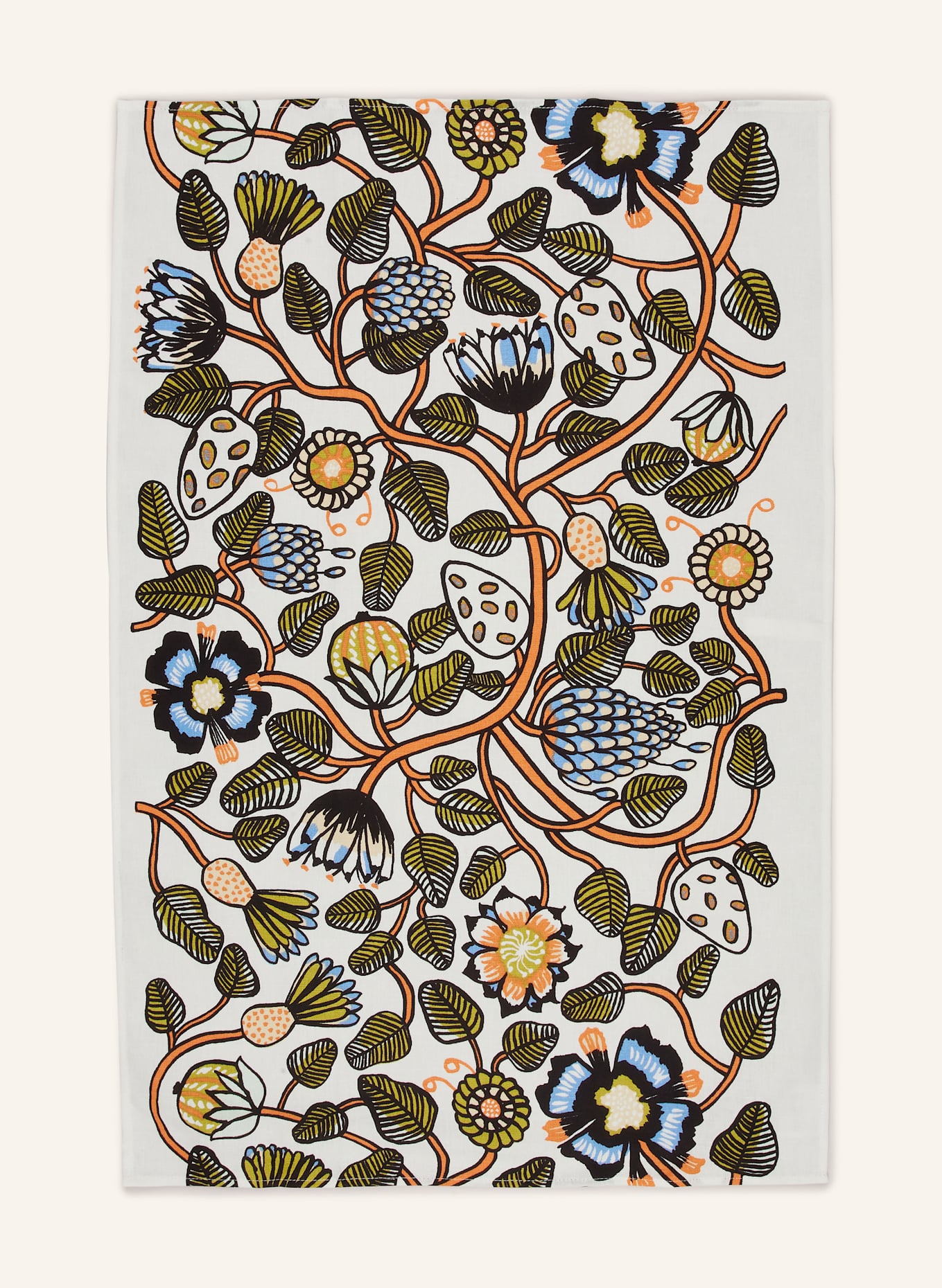 marimekko TIARA dish towel: WHITE / ORANGE / GREEN