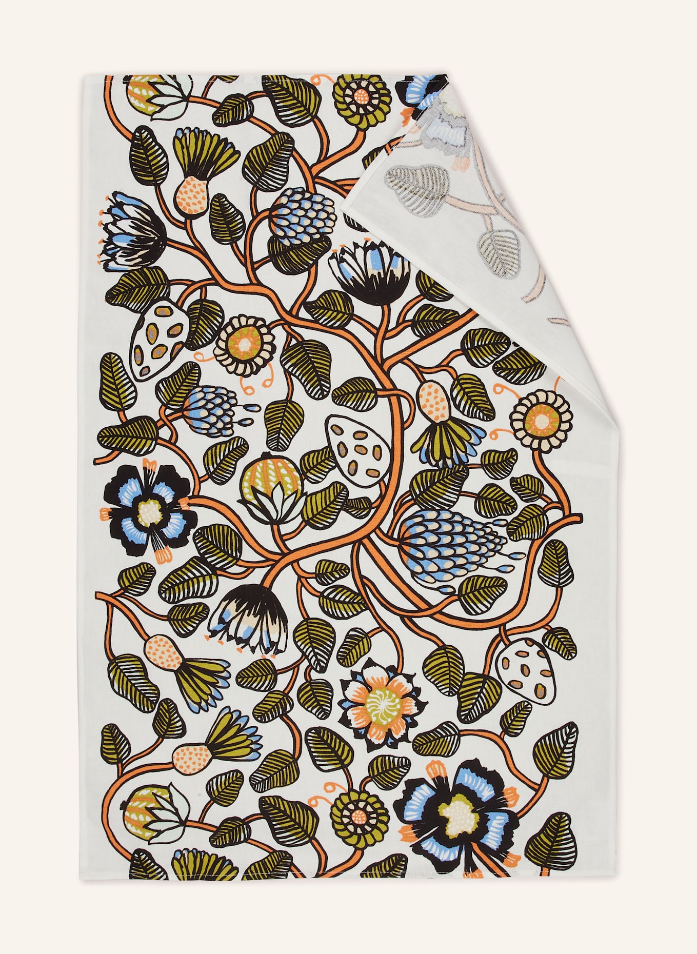 marimekko TIARA dish towel: WHITE / ORANGE / GREEN