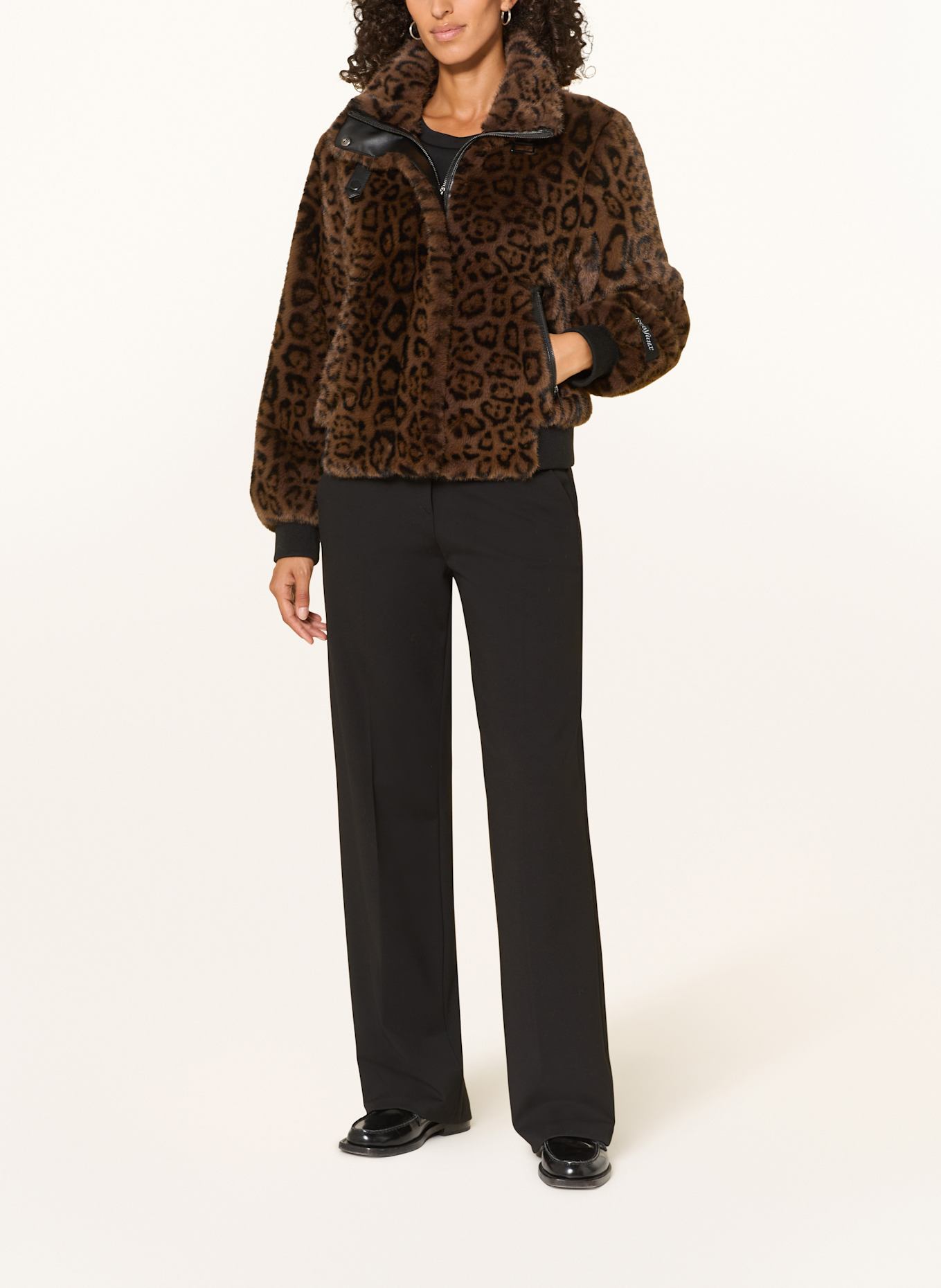 RINO & PELLE Kunstpelz-Blouson AMBRA: DUNKELBRAUN / SCHWARZ